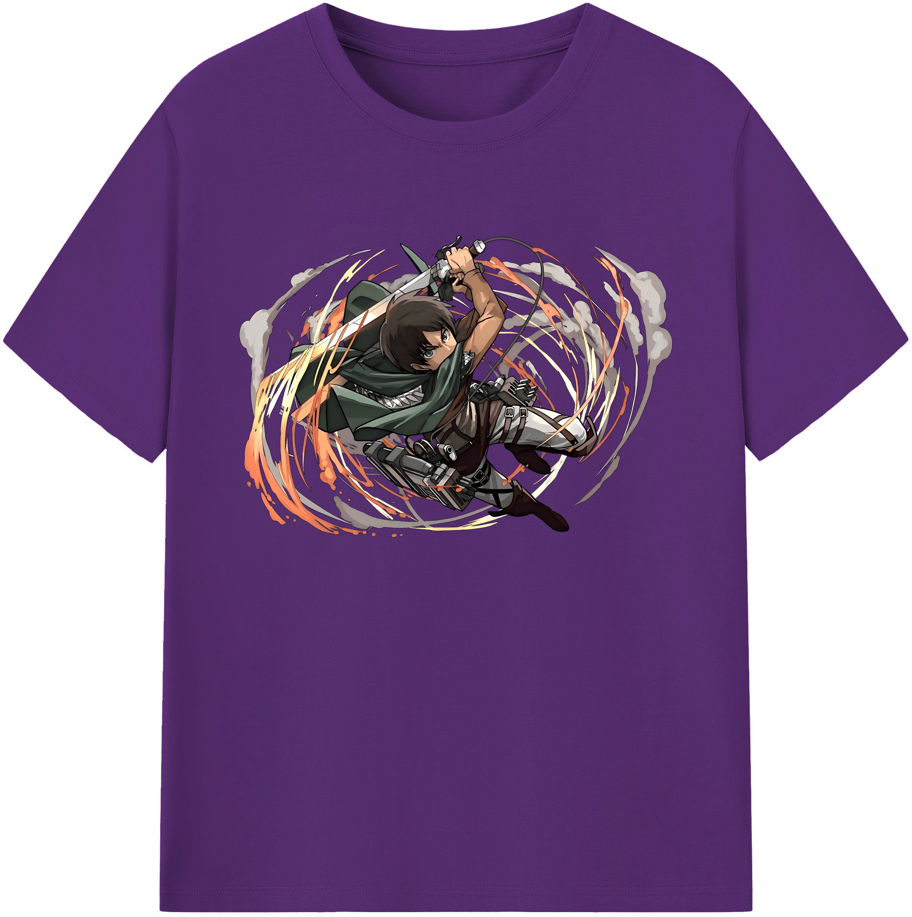 （画像用） 進撃の巨人 エレン･イェーガー Attack on Titan Eren Jäger 綿100％ メンズ半袖Tシャツ｜肌触りやわらか＆通気性