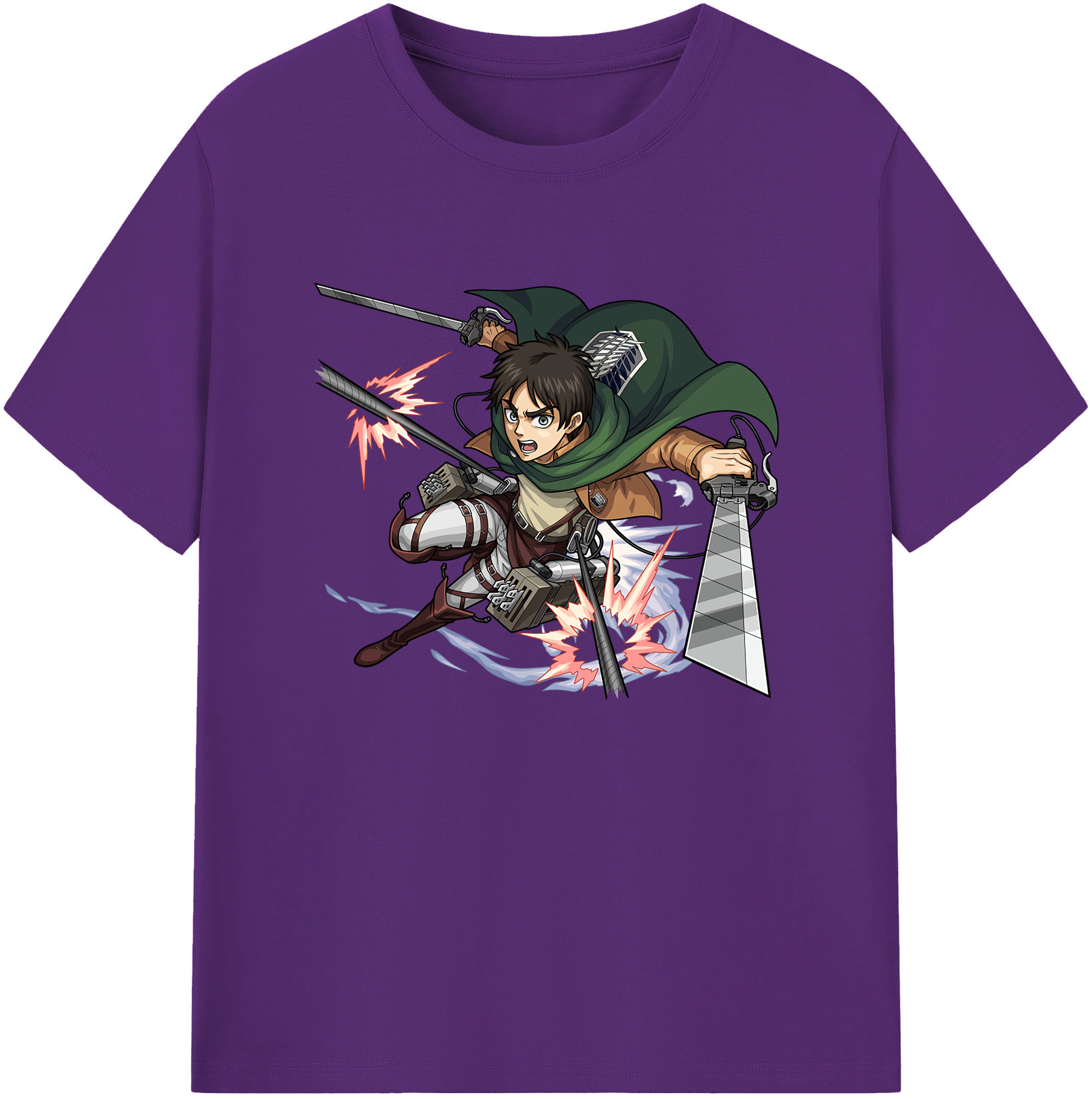 （画像用） 進撃の巨人 エレン･イェーガー Attack on Titan Eren Jäger 綿100％ メンズ半袖Tシャツ｜肌触りやわらか＆通気性