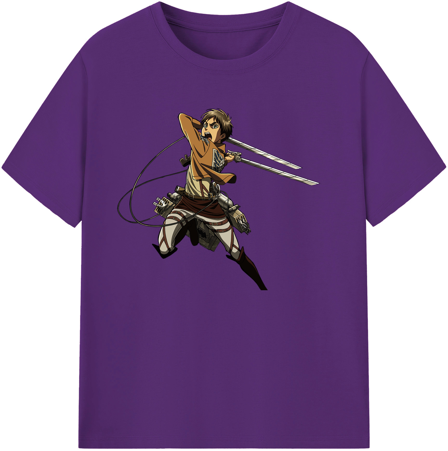 （画像用） 進撃の巨人 エレン･イェーガー Attack on Titan Eren Jäger 綿100％ メンズ半袖Tシャツ｜肌触りやわらか＆通気性