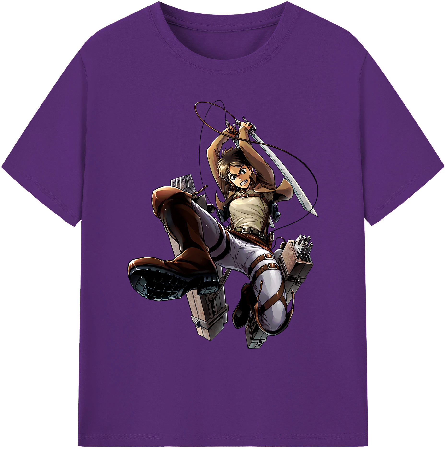 （画像用） 進撃の巨人 エレン･イェーガー Attack on Titan Eren Jäger 綿100％ メンズ半袖Tシャツ｜肌触りやわらか＆通気性