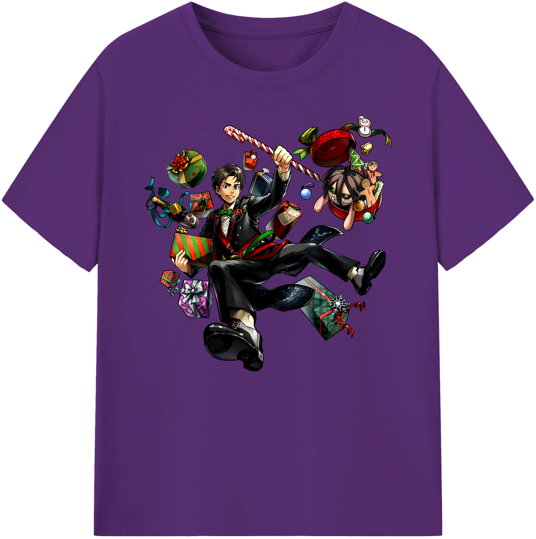 （画像用） 進撃の巨人 エレン･イェーガー Attack on Titan Eren Jäger 綿100％ メンズ半袖Tシャツ｜肌触りやわらか＆通気性