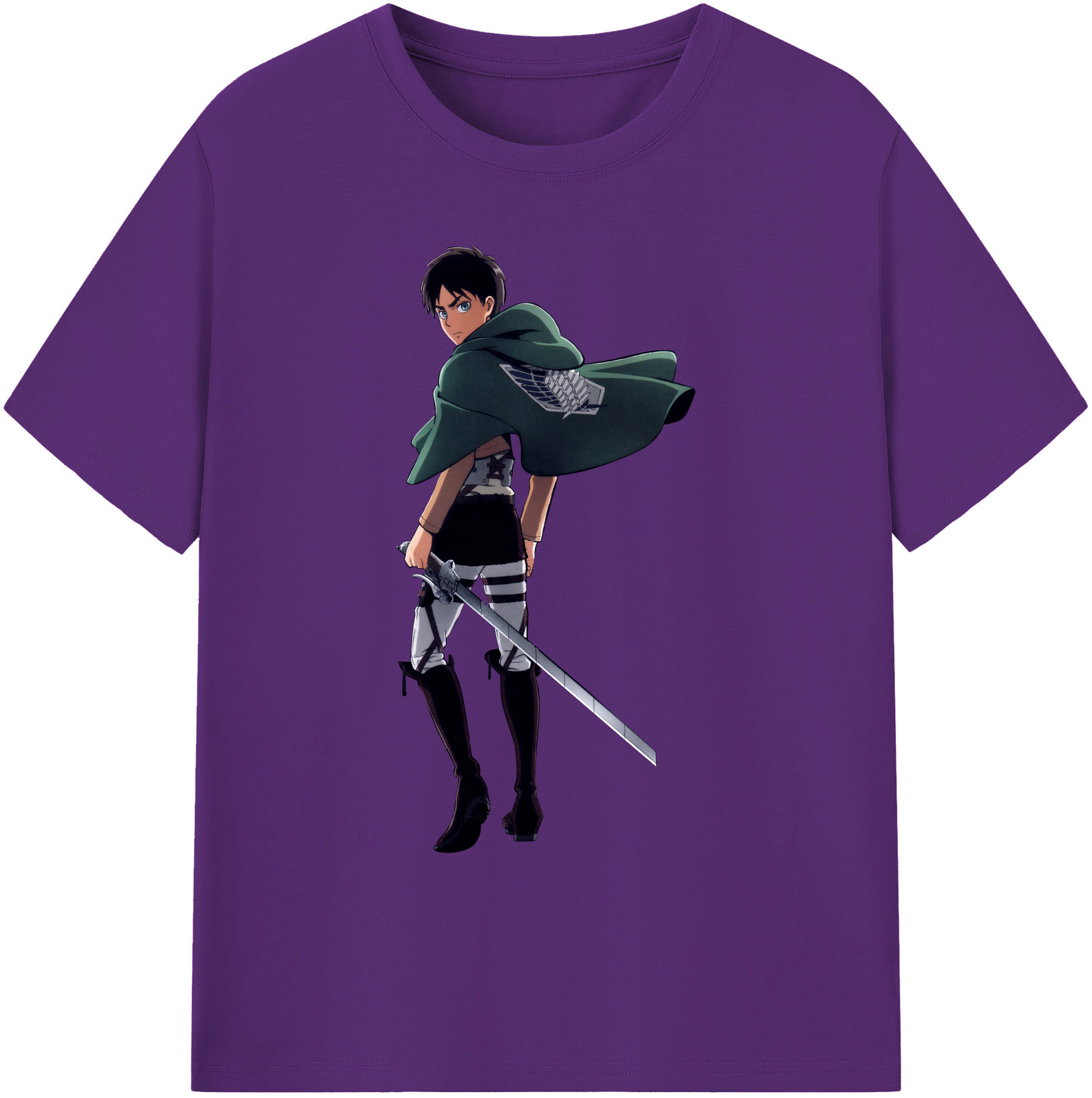 （画像用） 進撃の巨人 エレン･イェーガー Attack on Titan Eren Jäger 綿100％ メンズ半袖Tシャツ｜肌触りやわらか＆通気性