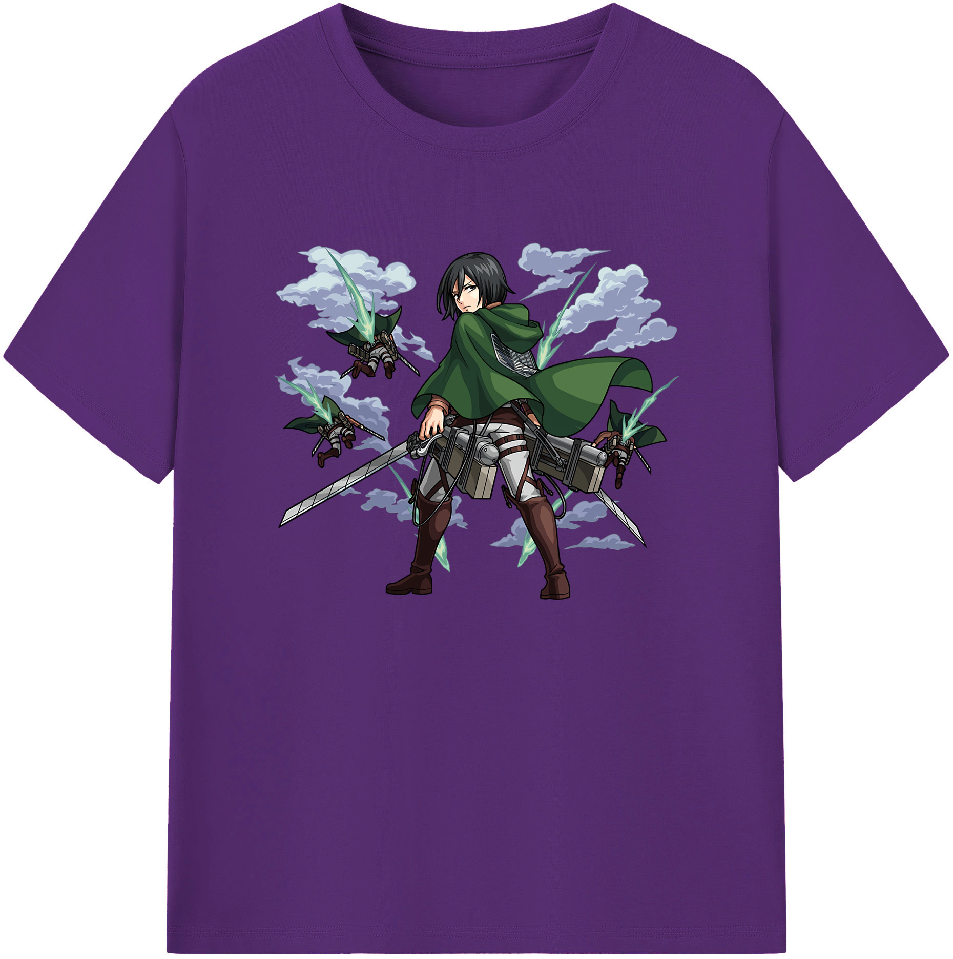 （画像用） 進撃の巨人 ミカサ·アッカーマン Attack on Titan Mikasa Ackerman 綿100％ メンズ半袖Tシャツ｜肌触りやわらか＆通気性