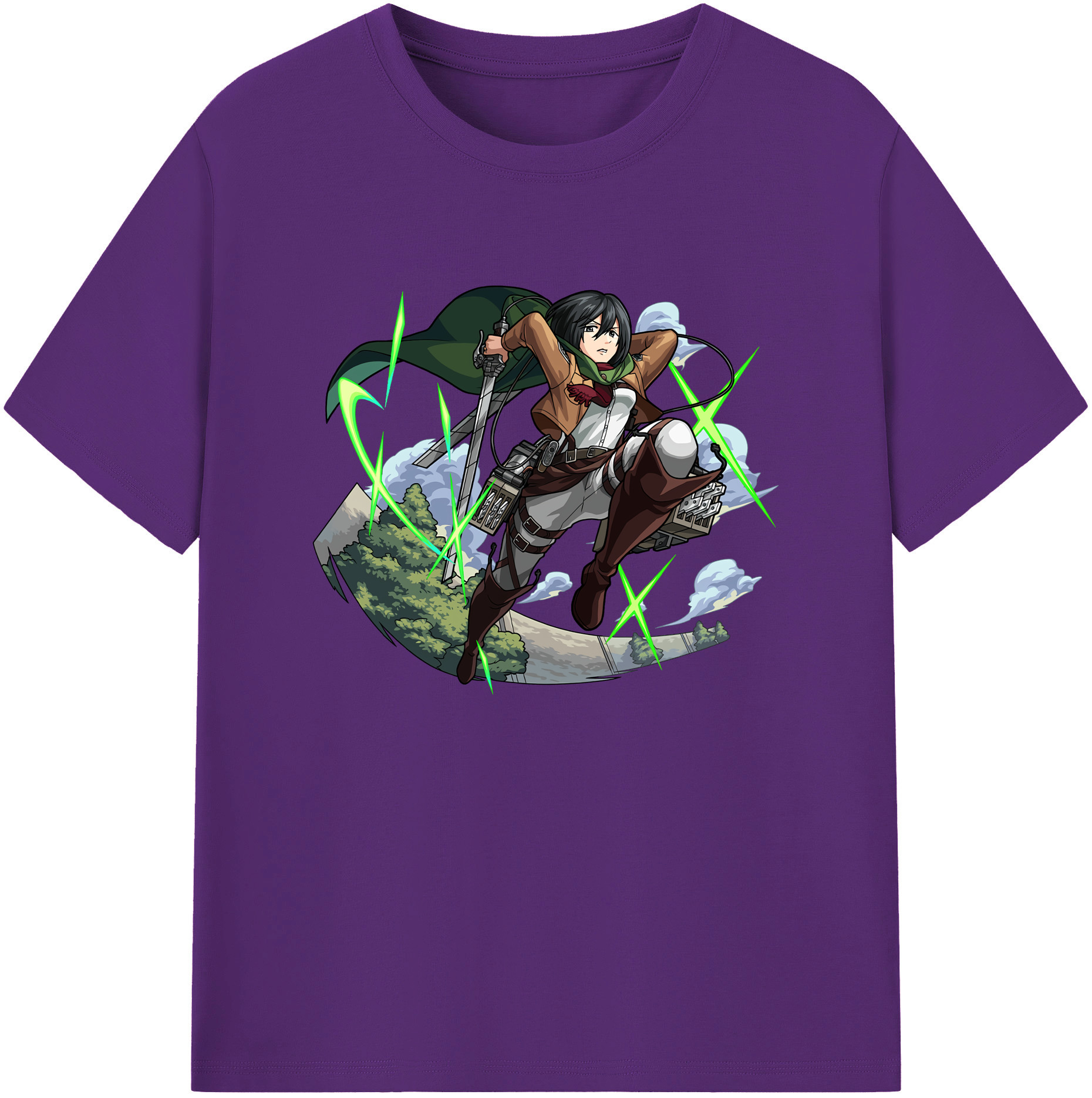 （画像用） 進撃の巨人 ミカサ·アッカーマン Attack on Titan Mikasa Ackerman 綿100％ メンズ半袖Tシャツ｜肌触りやわらか＆通気性