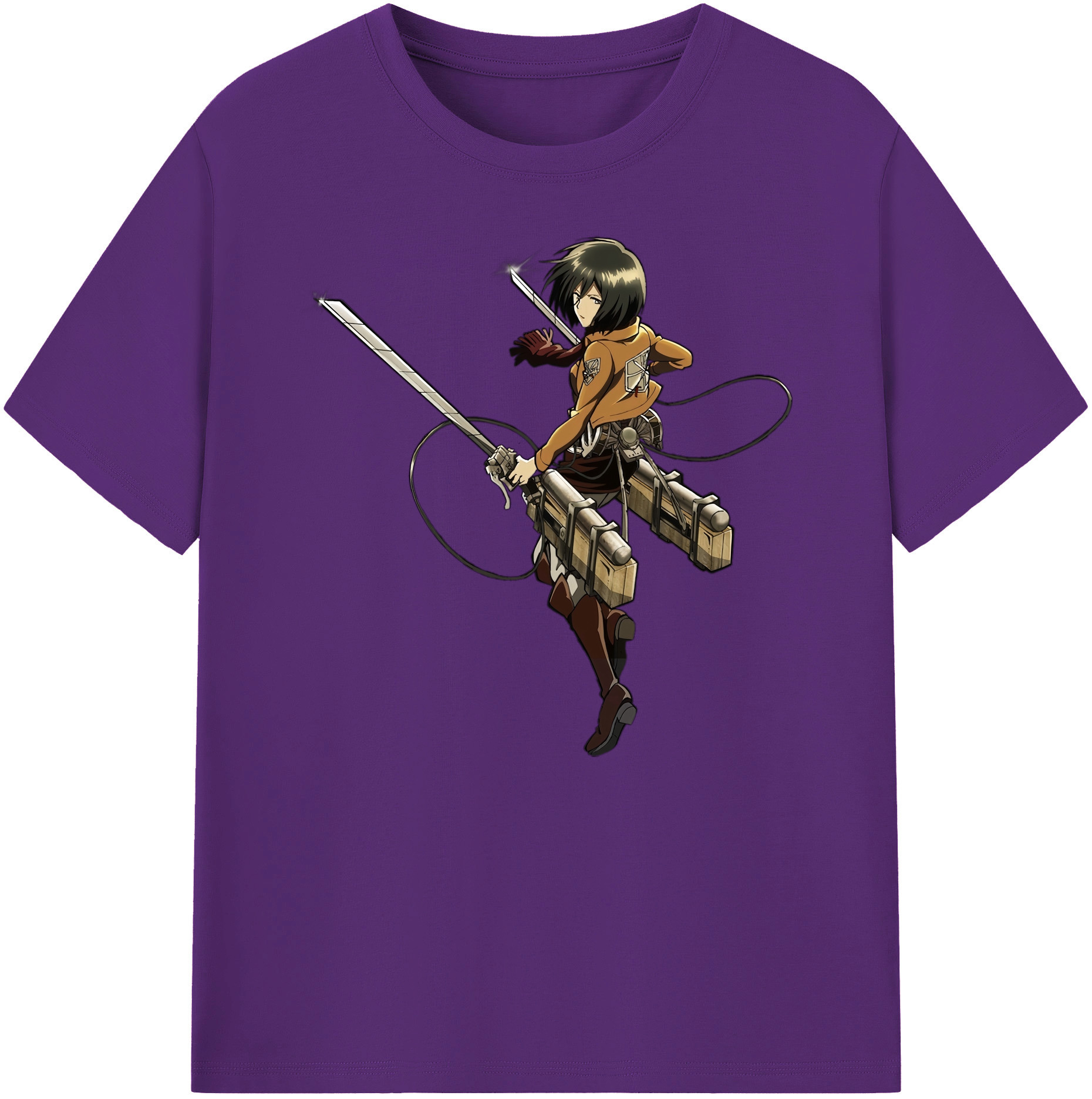 （画像用） 進撃の巨人 ミカサ·アッカーマン Attack on Titan Mikasa Ackerman 綿100％ メンズ半袖Tシャツ｜肌触りやわらか＆通気性