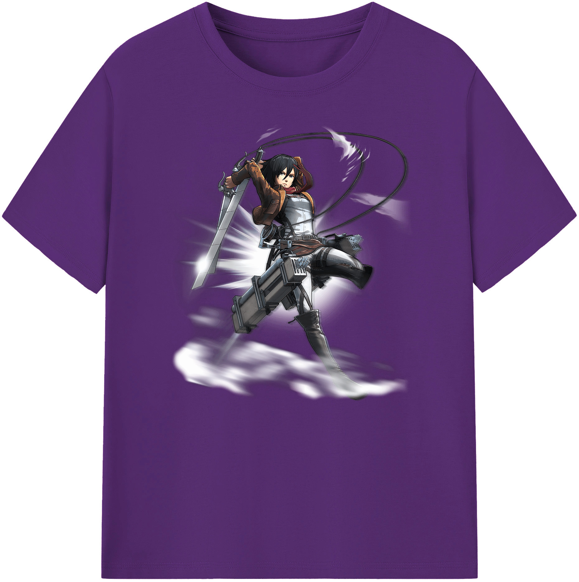 （画像用） 進撃の巨人 ミカサ·アッカーマン Attack on Titan Mikasa Ackerman 綿100％ メンズ半袖Tシャツ｜肌触りやわらか＆通気性