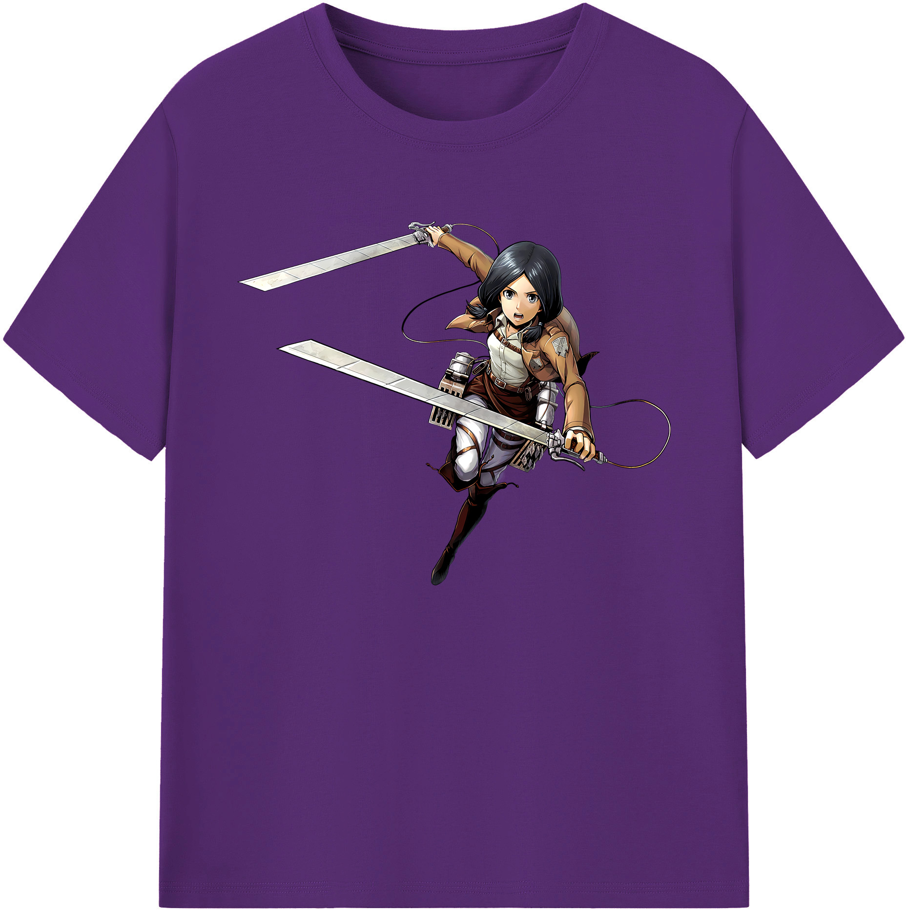 （画像用） 進撃の巨人 ミカサ·アッカーマン Attack on Titan Mikasa Ackerman 綿100％ メンズ半袖Tシャツ｜肌触りやわらか＆通気性