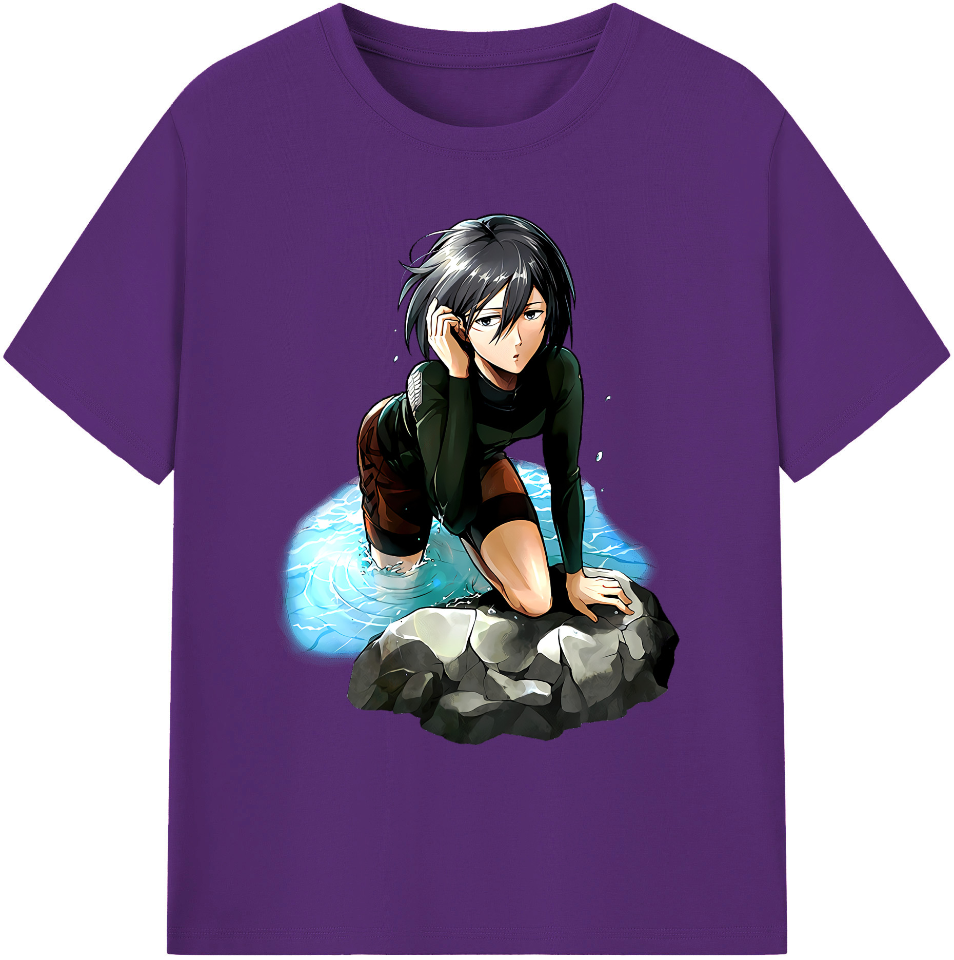 （画像用） 進撃の巨人 ミカサ·アッカーマン Attack on Titan Mikasa Ackerman 綿100％ メンズ半袖Tシャツ｜肌触りやわらか＆通気性