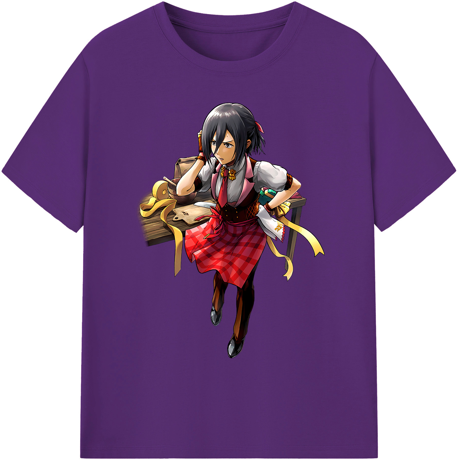 （画像用） 進撃の巨人 ミカサ·アッカーマン Attack on Titan Mikasa Ackerman 綿100％ メンズ半袖Tシャツ｜肌触りやわらか＆通気性