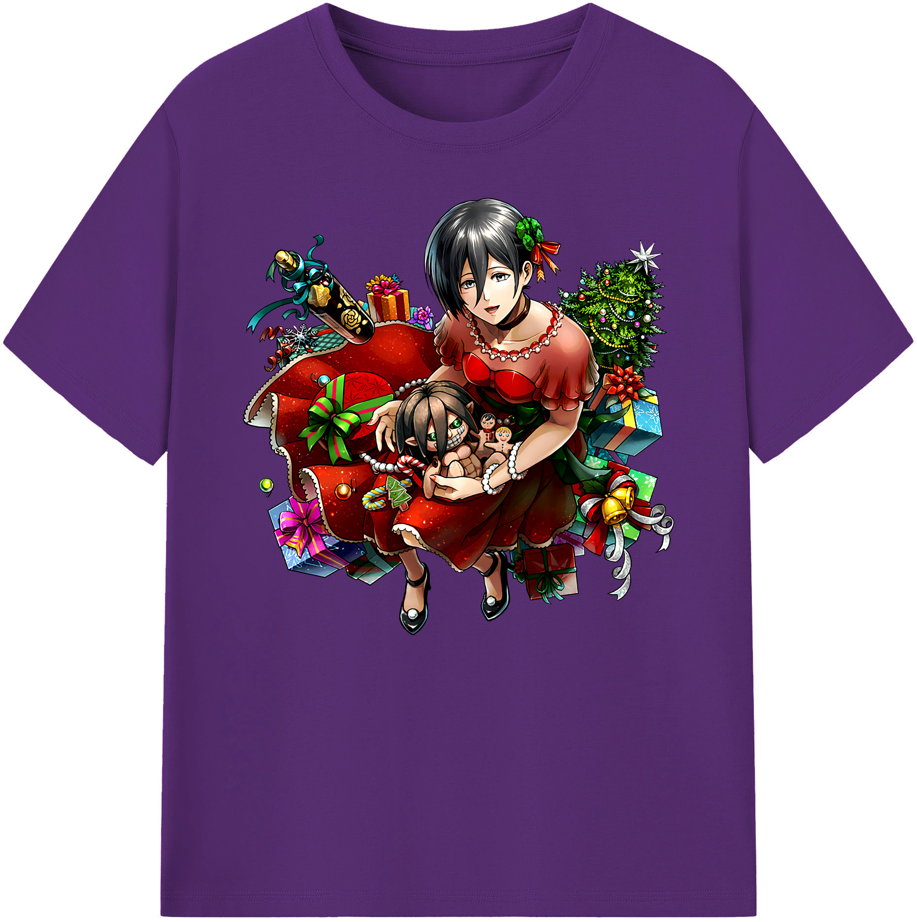 （画像用） 進撃の巨人 ミカサ·アッカーマン Attack on Titan Mikasa Ackerman 綿100％ メンズ半袖Tシャツ｜肌触りやわらか＆通気性