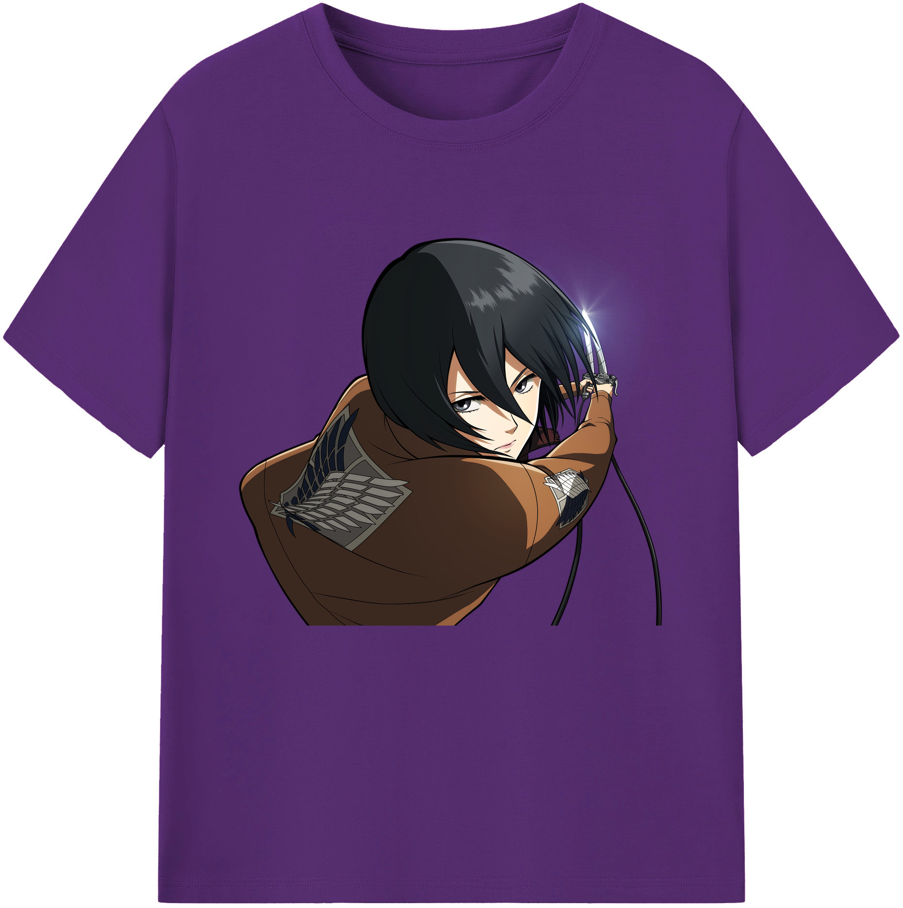 （画像用） 進撃の巨人 ミカサ·アッカーマン Attack on Titan Mikasa Ackerman 綿100％ メンズ半袖Tシャツ｜肌触りやわらか＆通気性