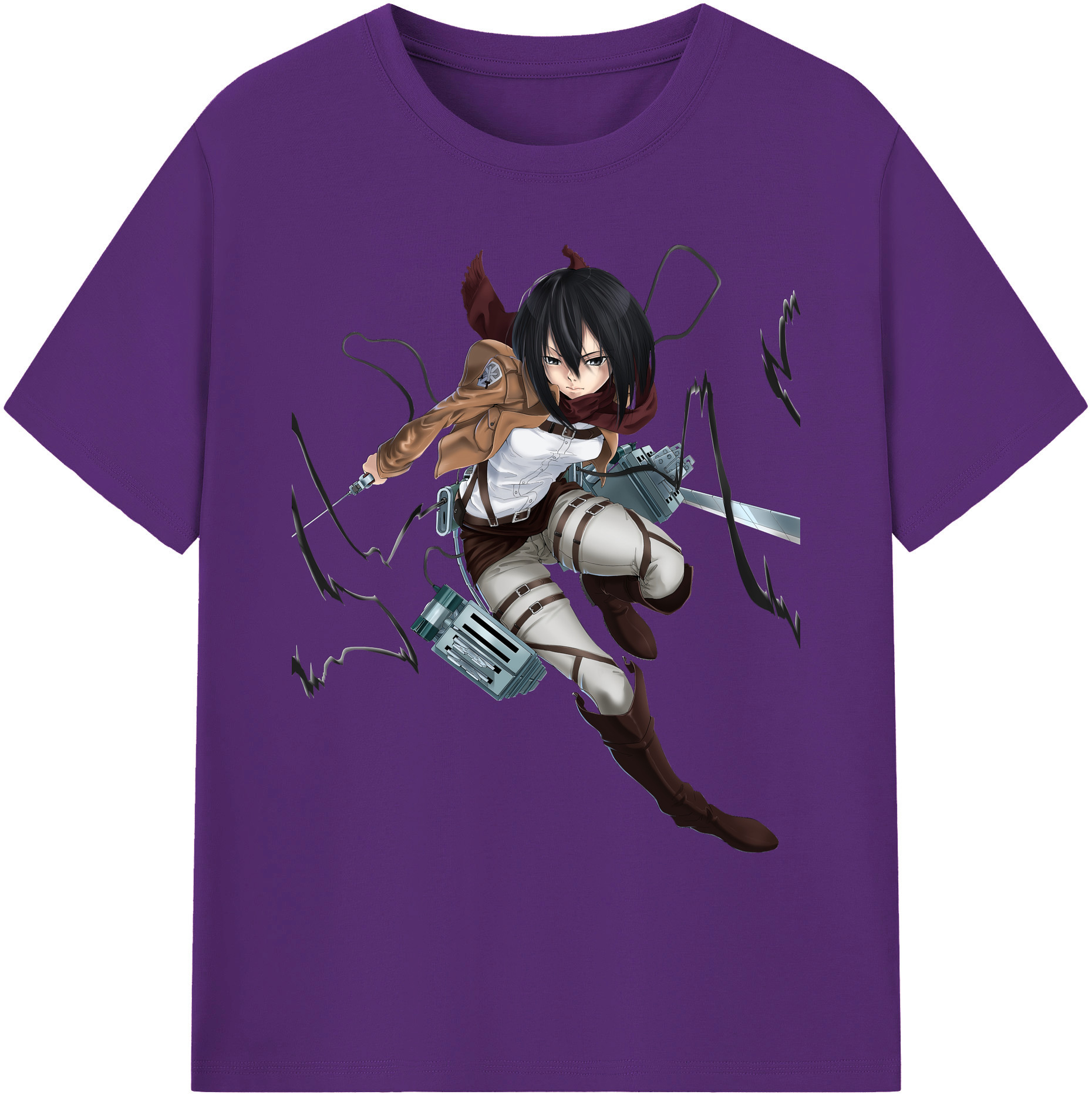 （画像用） 進撃の巨人 ミカサ·アッカーマン Attack on Titan Mikasa Ackerman 綿100％ メンズ半袖Tシャツ｜肌触りやわらか＆通気性