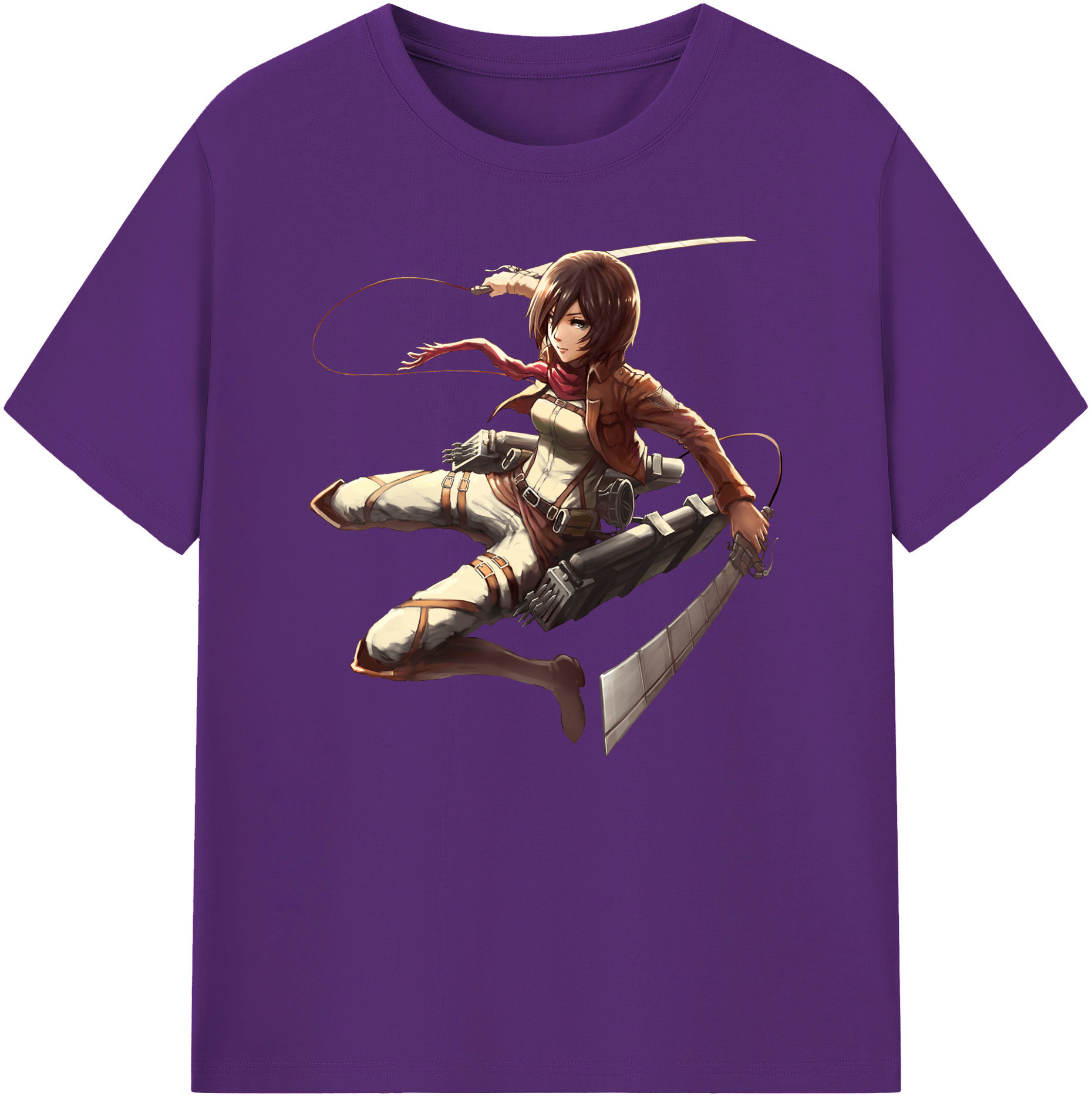 （画像用） 進撃の巨人 ミカサ·アッカーマン Attack on Titan Mikasa Ackerman 綿100％ メンズ半袖Tシャツ｜肌触りやわらか＆通気性