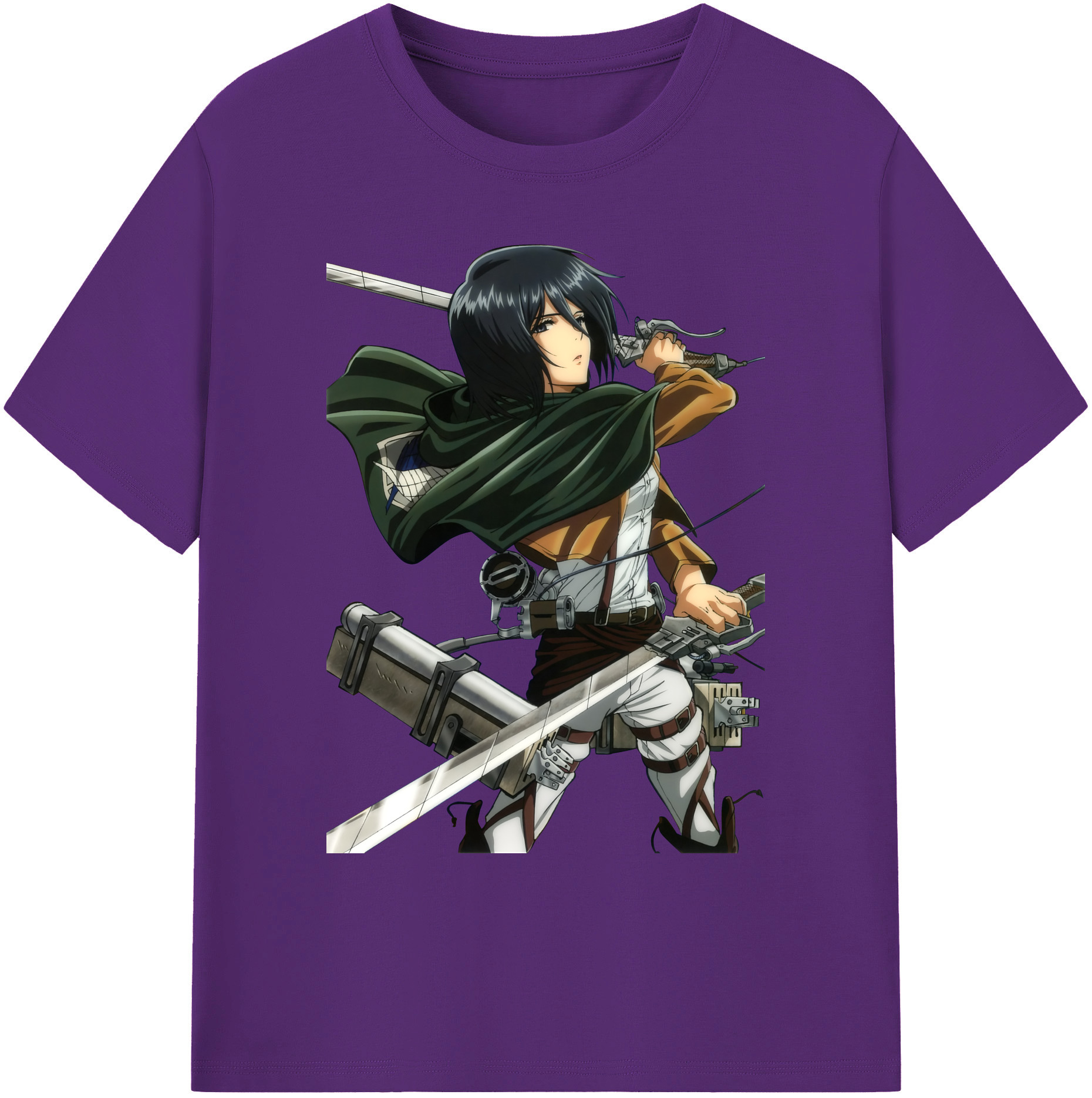 （画像用） 進撃の巨人 ミカサ·アッカーマン Attack on Titan Mikasa Ackerman 綿100％ メンズ半袖Tシャツ｜肌触りやわらか＆通気性