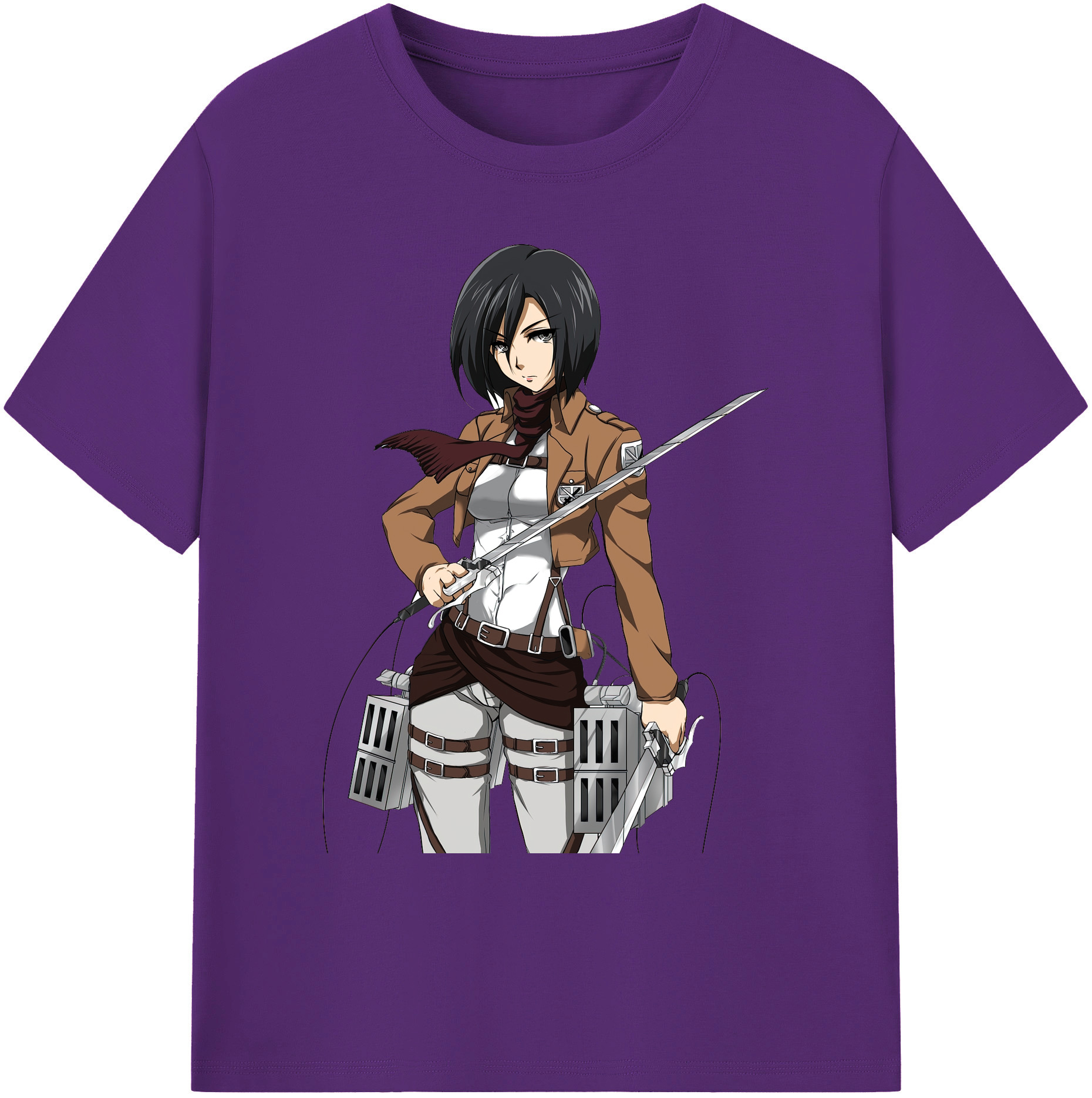 （画像用） 進撃の巨人 ミカサ·アッカーマン Attack on Titan Mikasa Ackerman 綿100％ メンズ半袖Tシャツ｜肌触りやわらか＆通気性