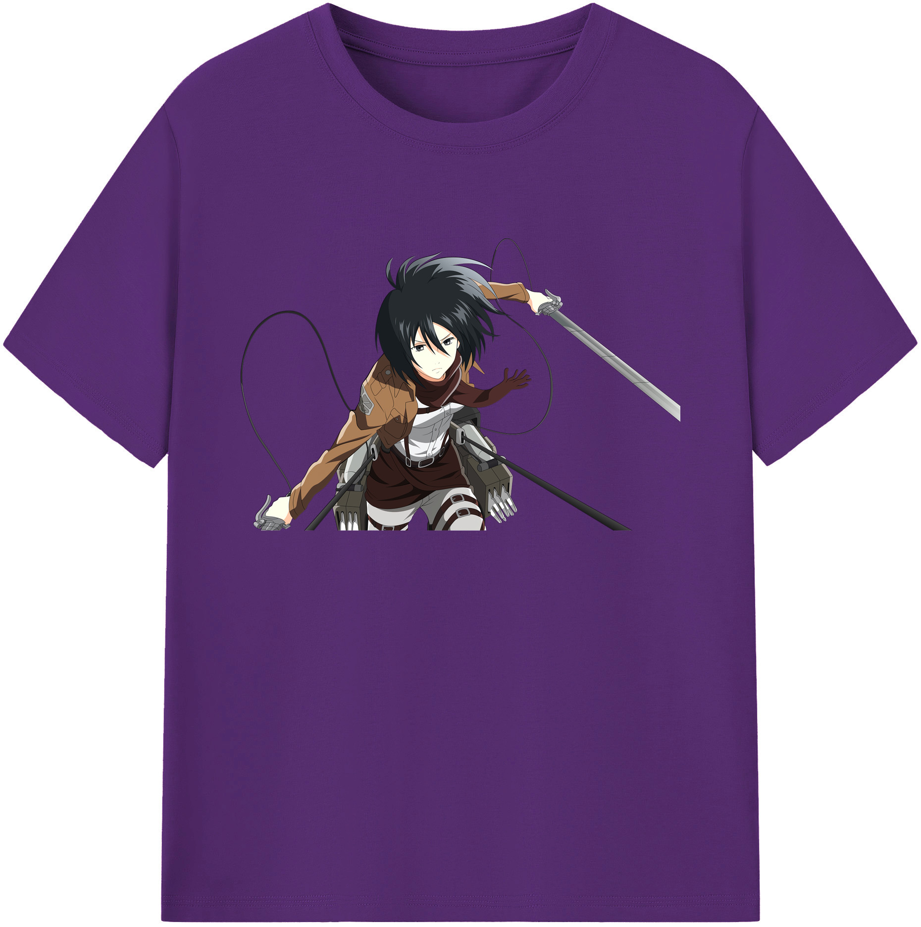 （画像用） 進撃の巨人 ミカサ·アッカーマン Attack on Titan Mikasa Ackerman 綿100％ メンズ半袖Tシャツ｜肌触りやわらか＆通気性