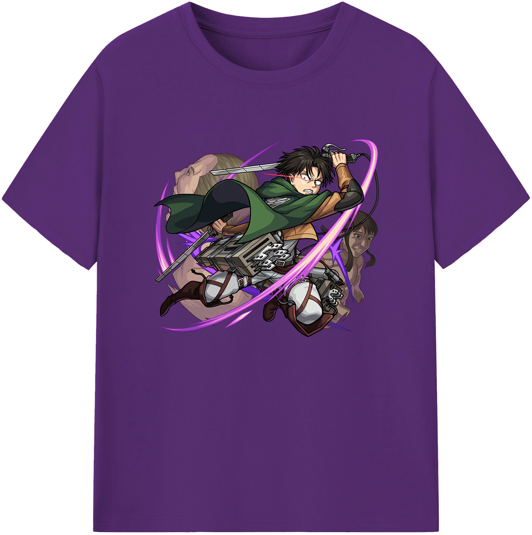 （画像用） 進撃の巨人 リヴァイ·アッカーマン Attack on Titan Levi Ackerman 綿100％ メンズ半袖Tシャツ｜肌触りやわらか＆通気性