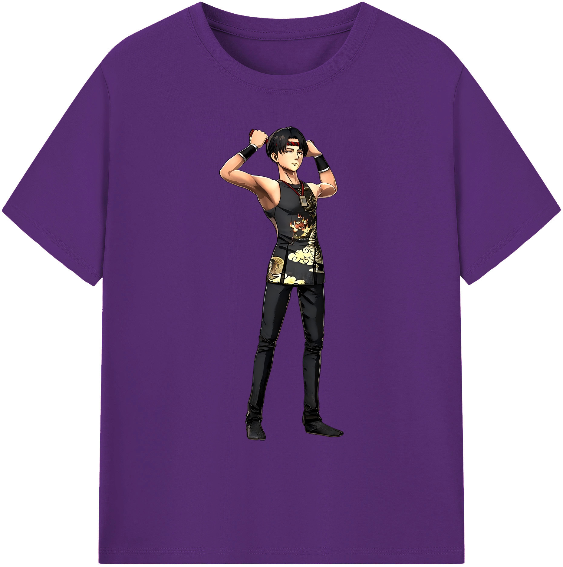 （画像用） 進撃の巨人 リヴァイ·アッカーマン Attack on Titan Levi Ackerman 綿100％ メンズ半袖Tシャツ｜肌触りやわらか＆通気性