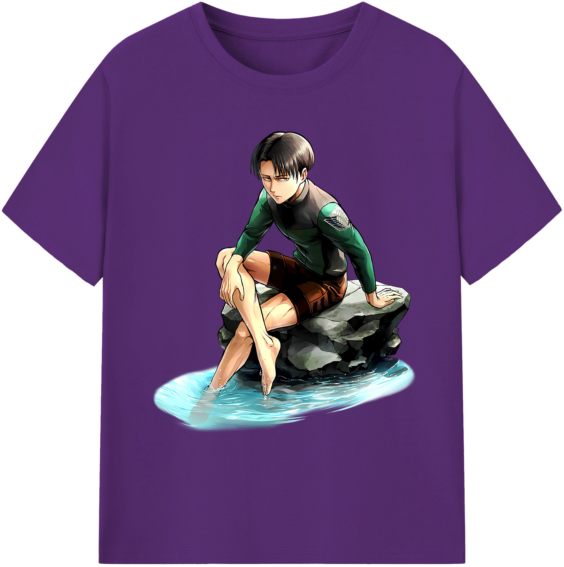 （画像用） 進撃の巨人 リヴァイ·アッカーマン Attack on Titan Levi Ackerman 綿100％ メンズ半袖Tシャツ｜肌触りやわらか＆通気性