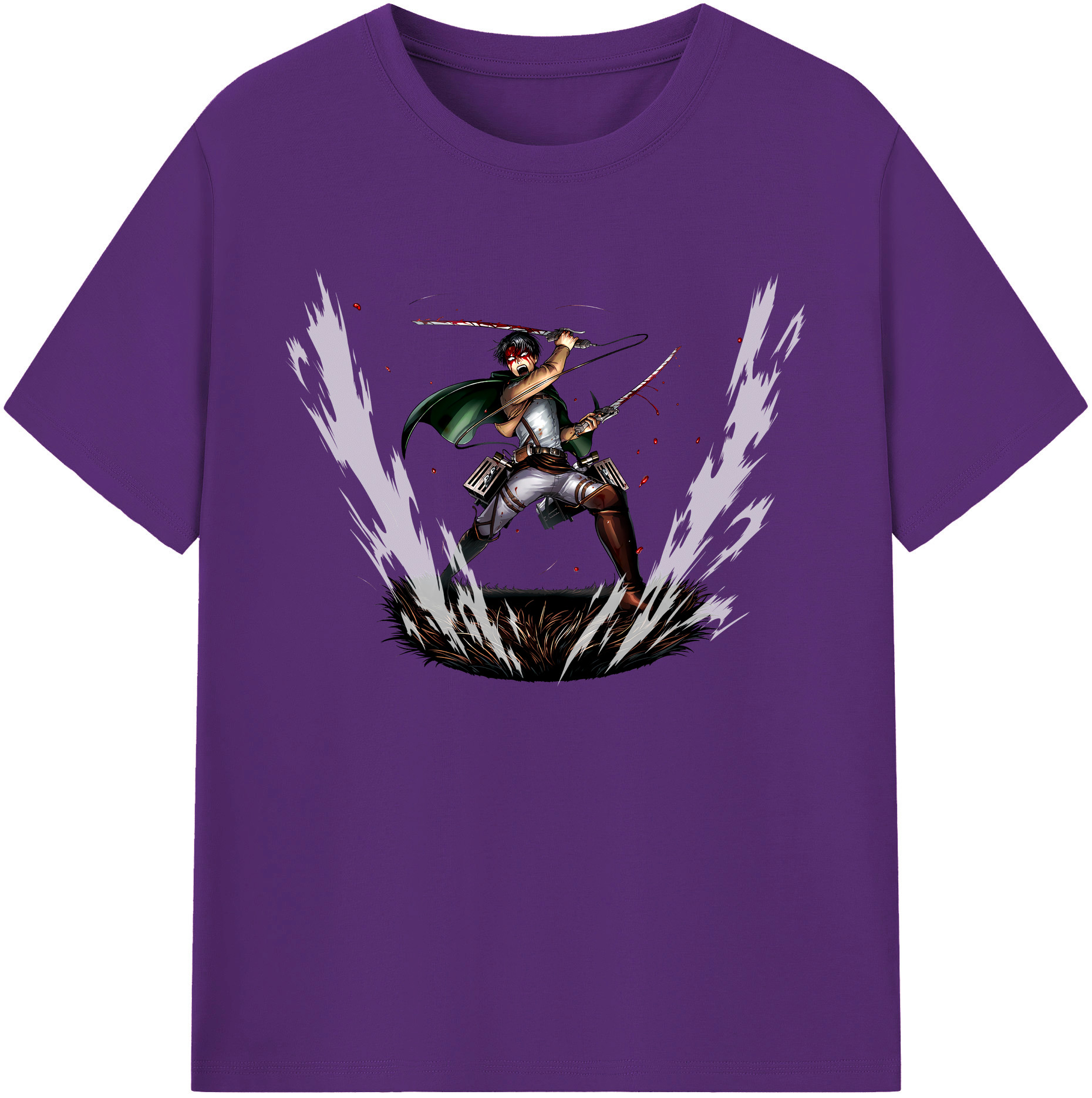 （画像用） 進撃の巨人 リヴァイ·アッカーマン Attack on Titan Levi Ackerman 綿100％ メンズ半袖Tシャツ｜肌触りやわらか＆通気性