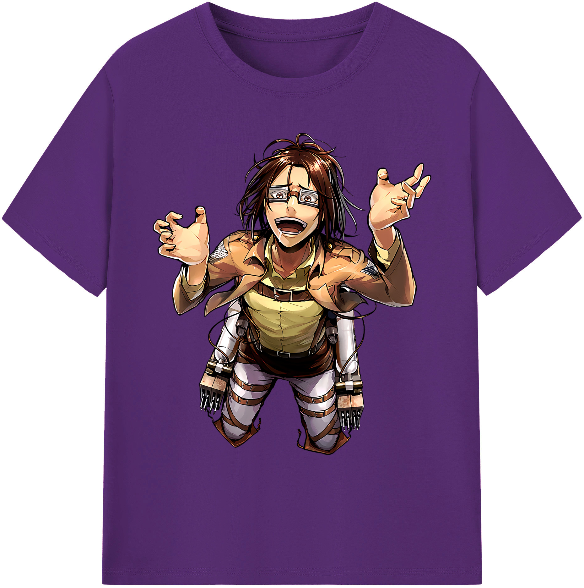 （画像用） 進撃の巨人 ハンジ·ゾエ Attack on Titan Hanji Zoe 綿100％ メンズ半袖Tシャツ｜肌触りやわらか＆通気性