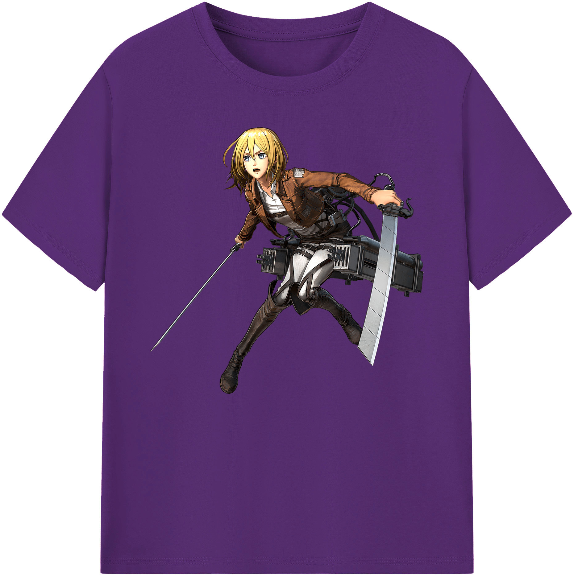 （画像用） 進撃の巨人 クリスタ·レンズ Attack on Titan Christa Lenz 綿100％ メンズ半袖Tシャツ｜肌触りやわらか＆通気性