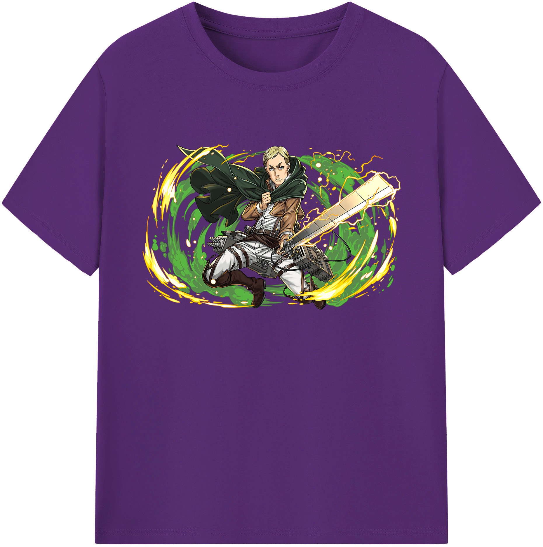 （画像用） 進撃の巨人 エルヴィン・スミス Attack on Titan Erwin Smith 綿100％ メンズ半袖Tシャツ｜肌触りやわらか＆通気性