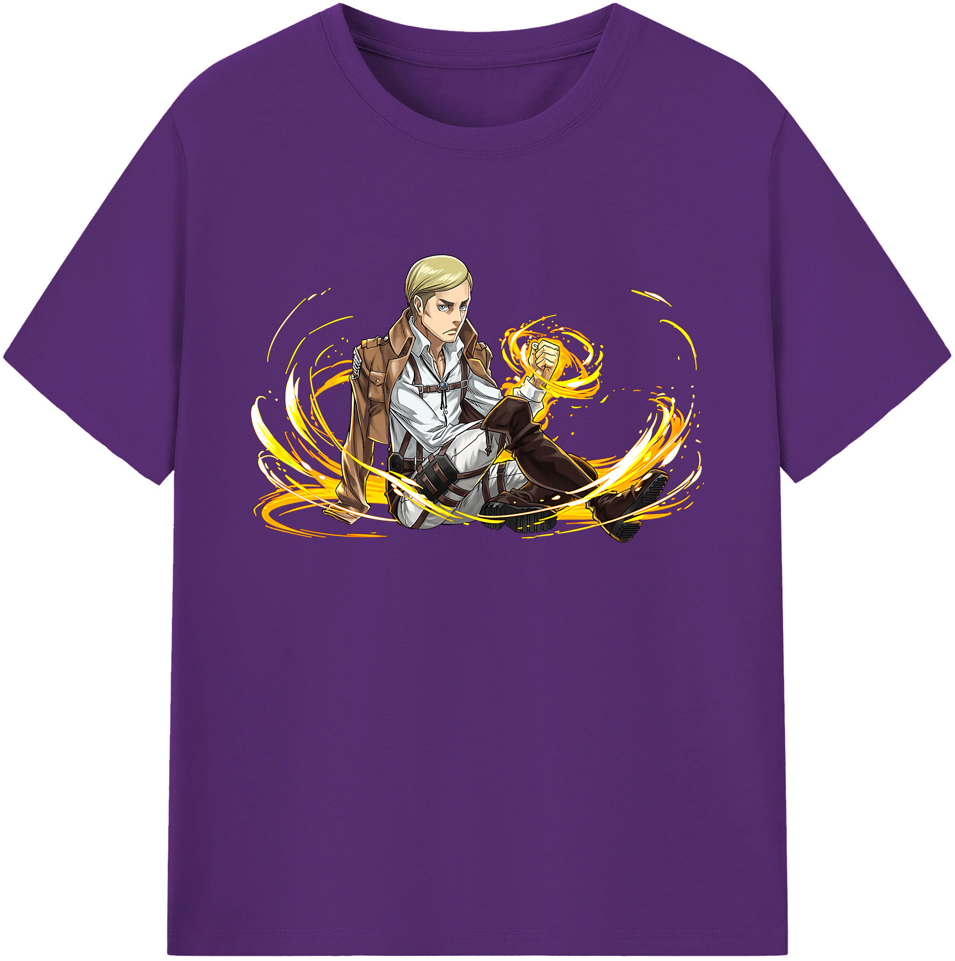 （画像用） 進撃の巨人 エルヴィン・スミス Attack on Titan Erwin Smith 綿100％ メンズ半袖Tシャツ｜肌触りやわらか＆通気性