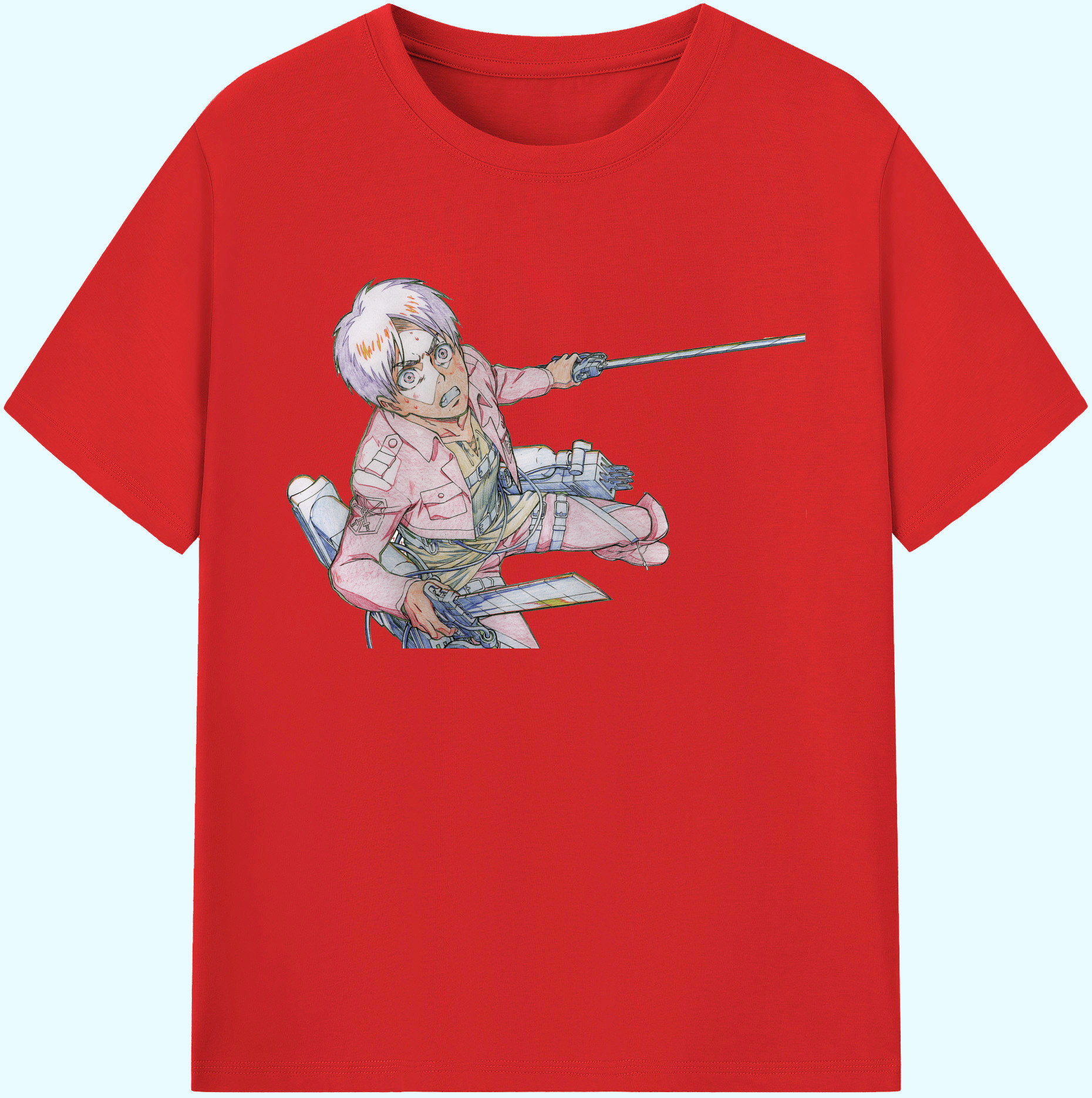 （画像用） 進撃の巨人 エレン･イェーガー Attack on Titan Eren Jäger 綿100％ メンズ半袖Tシャツ｜肌触りやわらか＆通気性