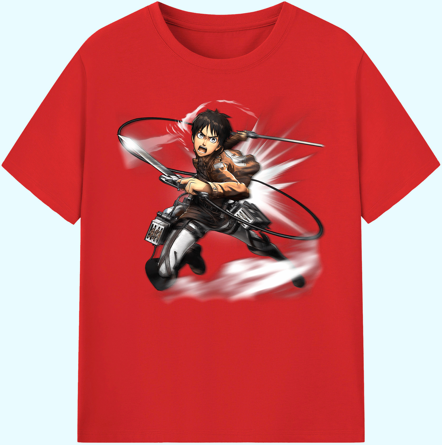（画像用） 進撃の巨人 エレン･イェーガー Attack on Titan Eren Jäger 綿100％ メンズ半袖Tシャツ｜肌触りやわらか＆通気性