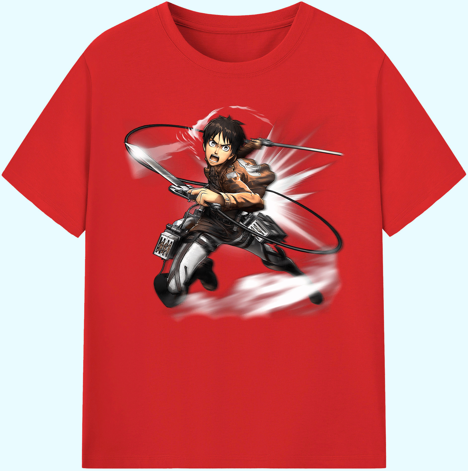 （画像用） 進撃の巨人 エレン･イェーガー Attack on Titan Eren Jäger 綿100％ メンズ半袖Tシャツ｜肌触りやわらか＆通気性