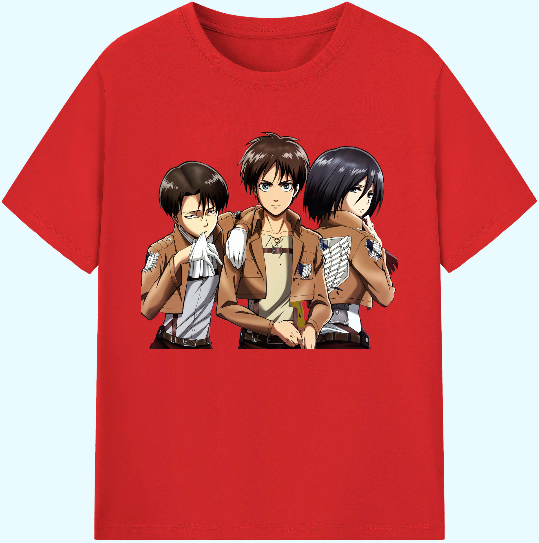（画像用） 進撃の巨人 エレン･イェーガー Attack on Titan Eren Jäger 綿100％ メンズ半袖Tシャツ｜肌触りやわらか＆通気性