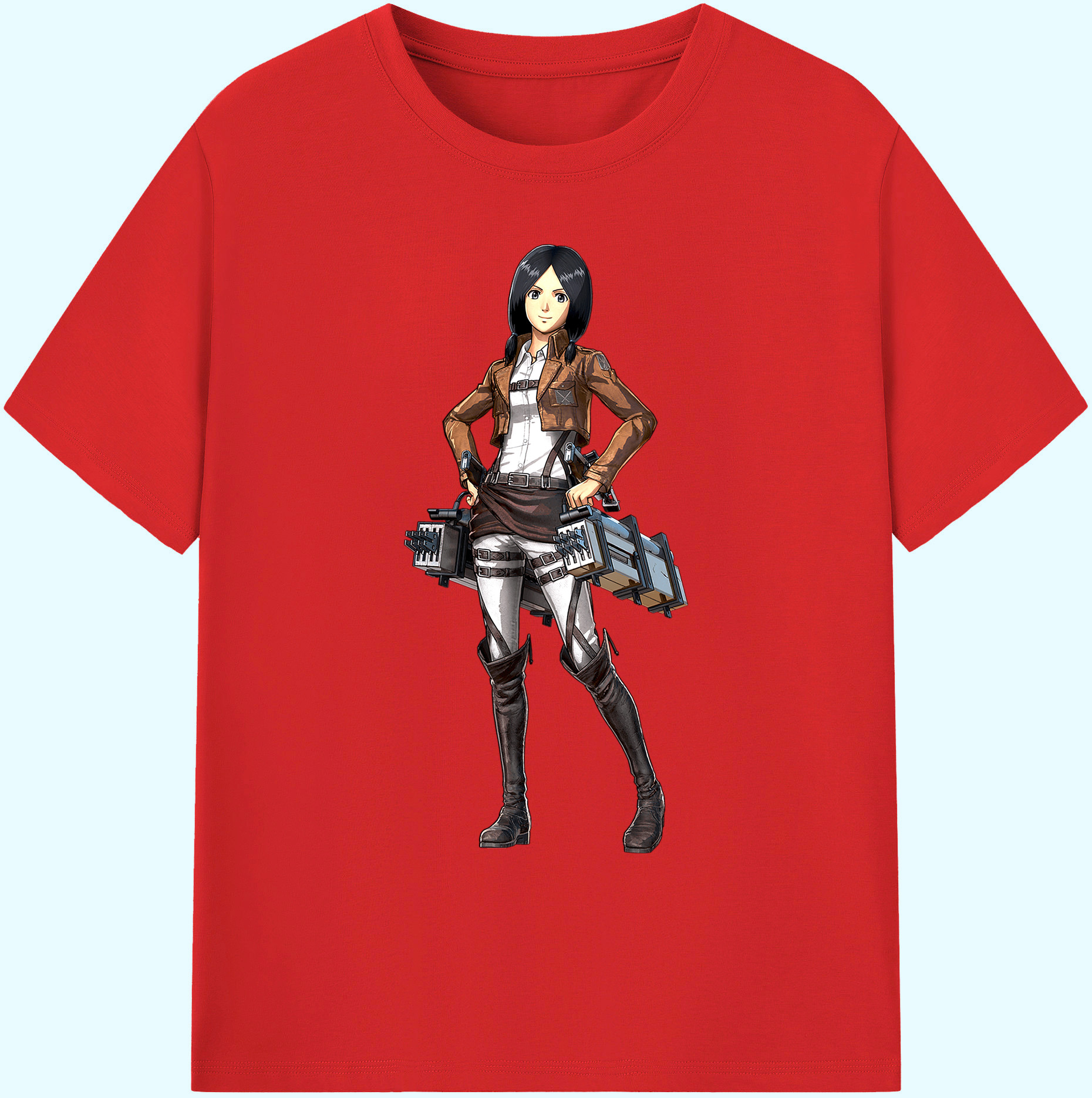 （画像用） 進撃の巨人 ミカサ·アッカーマン Attack on Titan Mikasa Ackerman 綿100％ メンズ半袖Tシャツ｜肌触りやわらか＆通気性