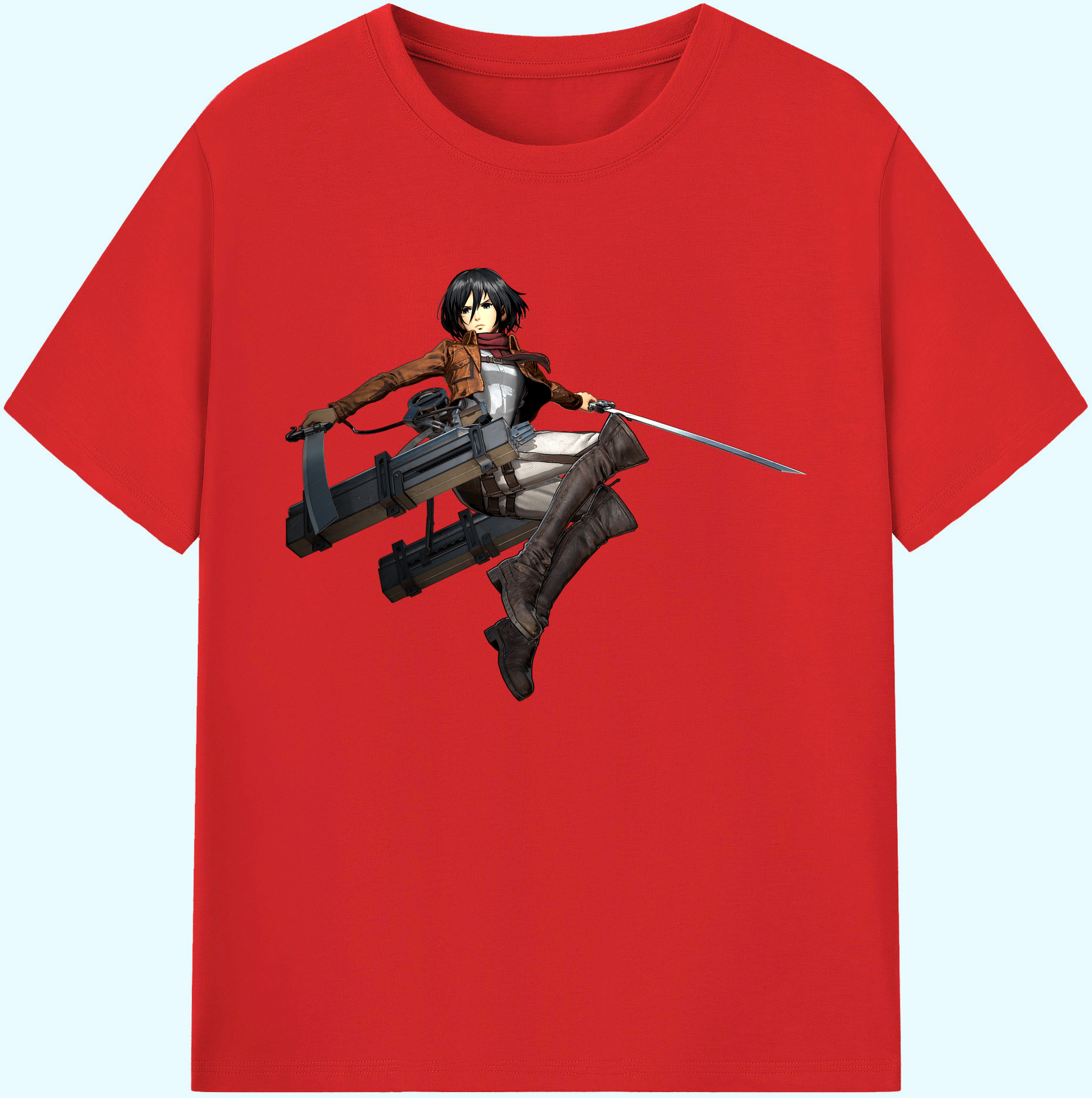 （画像用） 進撃の巨人 ミカサ·アッカーマン Attack on Titan Mikasa Ackerman 綿100％ メンズ半袖Tシャツ｜肌触りやわらか＆通気性