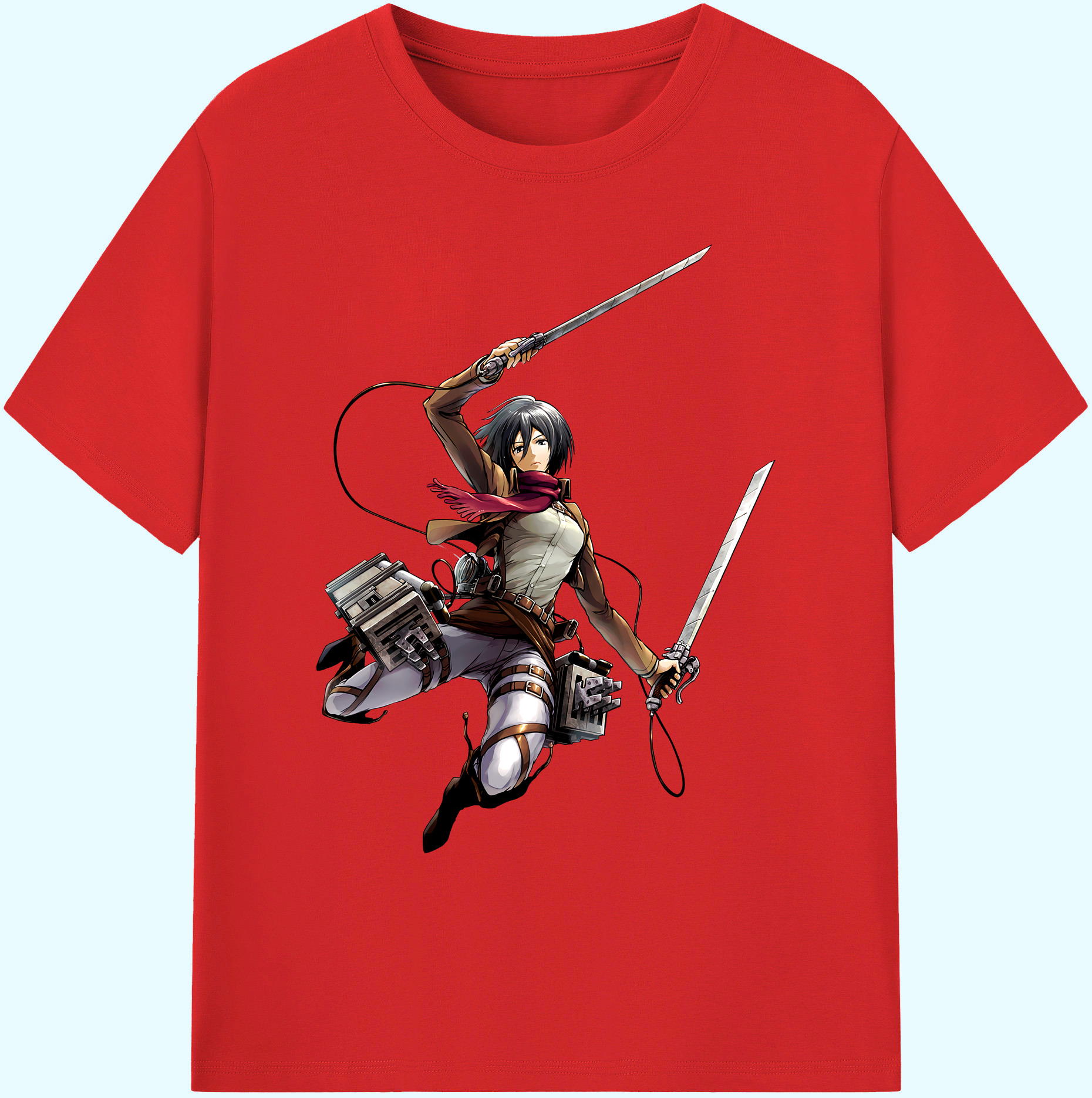 （画像用） 進撃の巨人 ミカサ·アッカーマン Attack on Titan Mikasa Ackerman 綿100％ メンズ半袖Tシャツ｜肌触りやわらか＆通気性