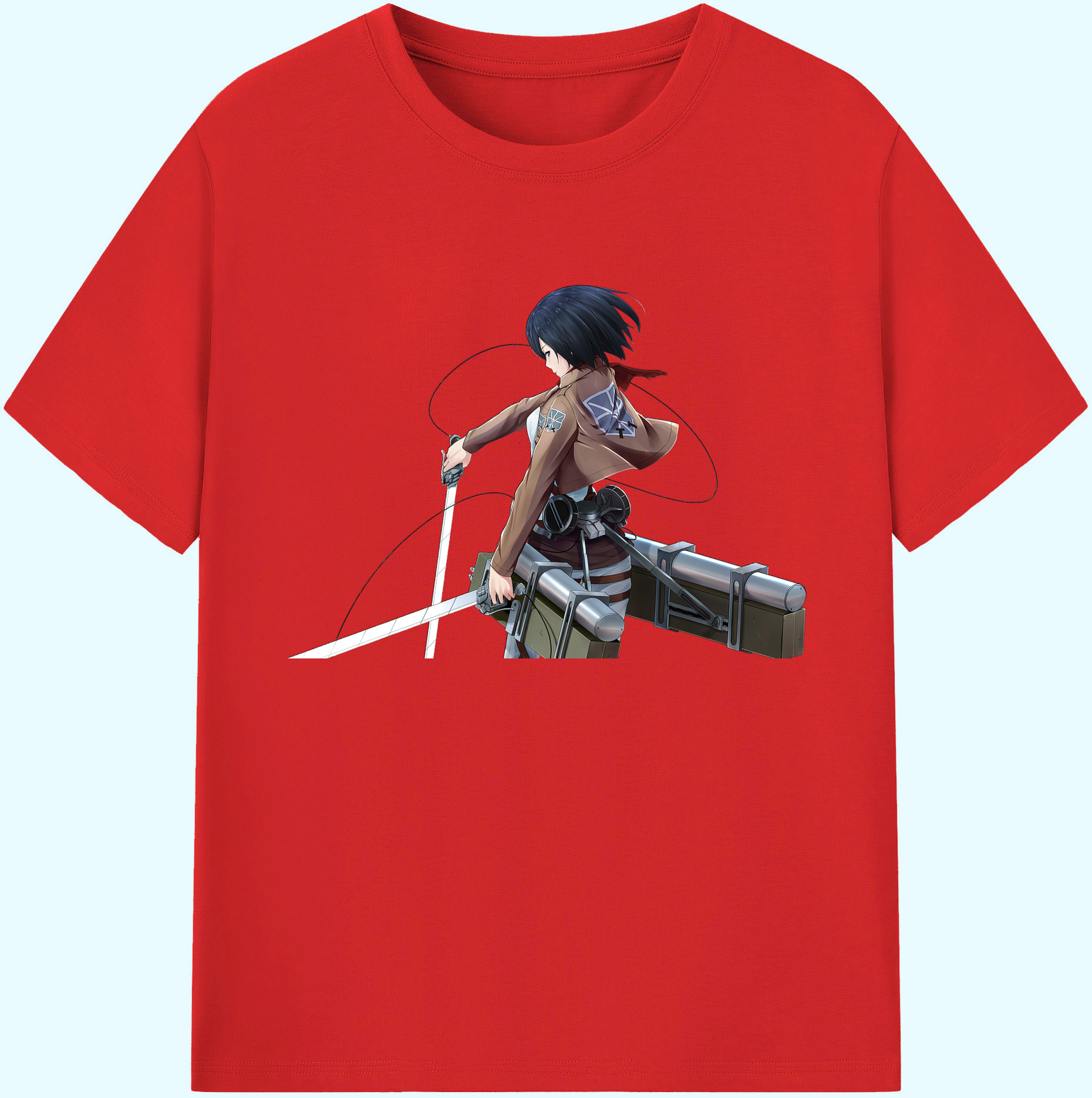 （画像用） 進撃の巨人 ミカサ·アッカーマン Attack on Titan Mikasa Ackerman 綿100％ メンズ半袖Tシャツ｜肌触りやわらか＆通気性