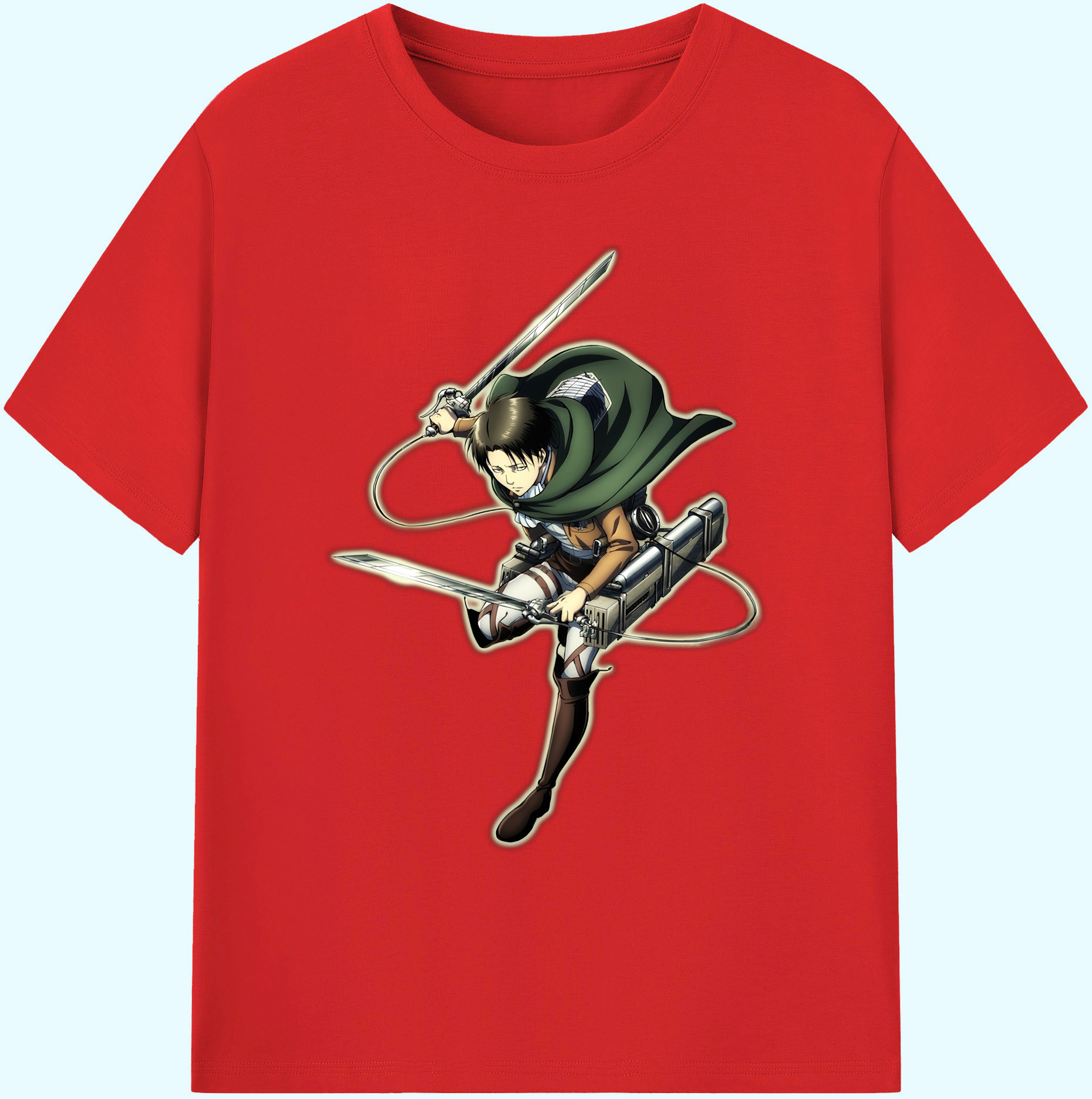 （画像用） 進撃の巨人 リヴァイ·アッカーマン Attack on Titan Levi Ackerman 綿100％ メンズ半袖Tシャツ｜肌触りやわらか＆通気性