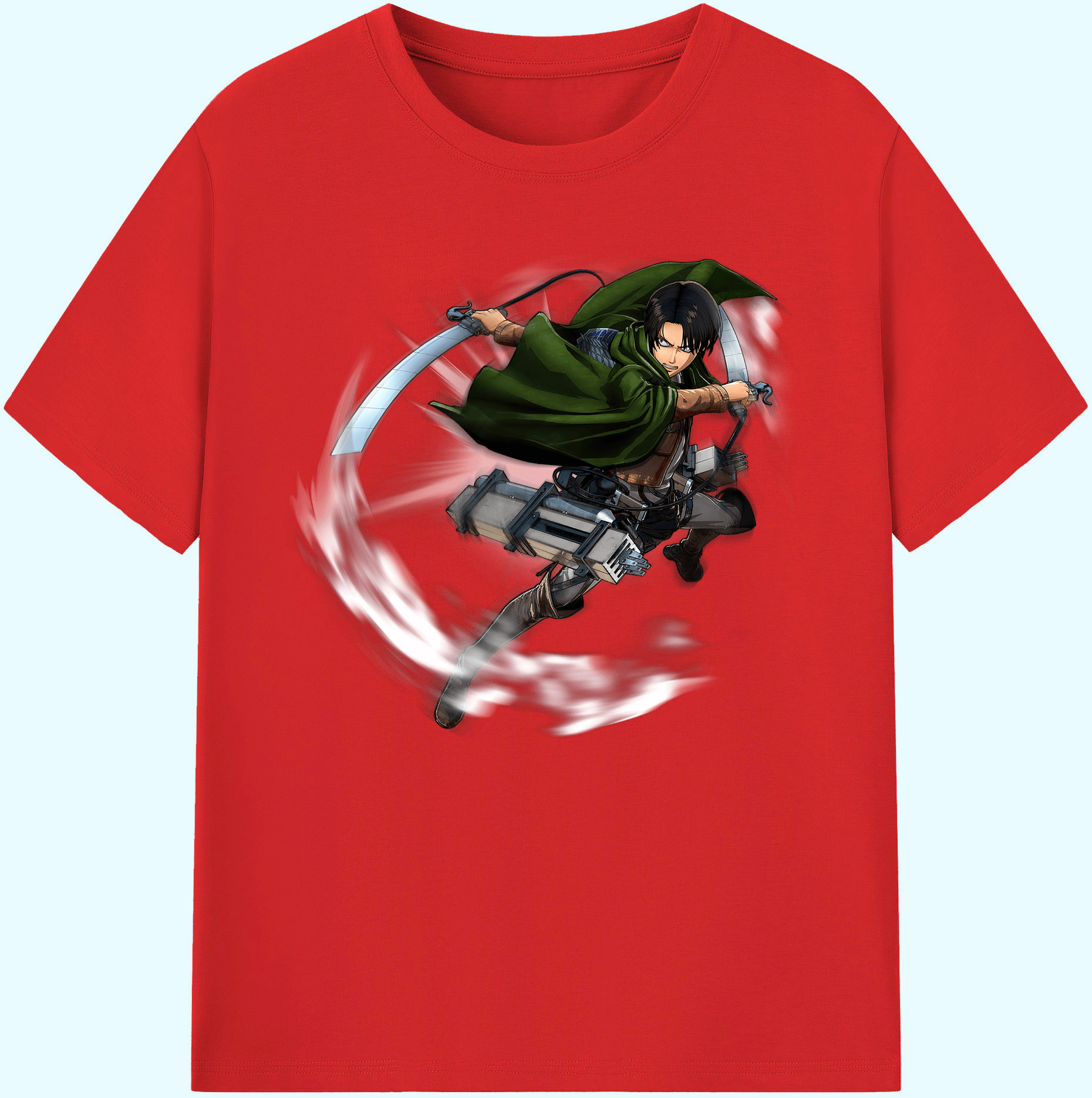 （画像用） 進撃の巨人 リヴァイ·アッカーマン Attack on Titan Levi Ackerman 綿100％ メンズ半袖Tシャツ｜肌触りやわらか＆通気性
