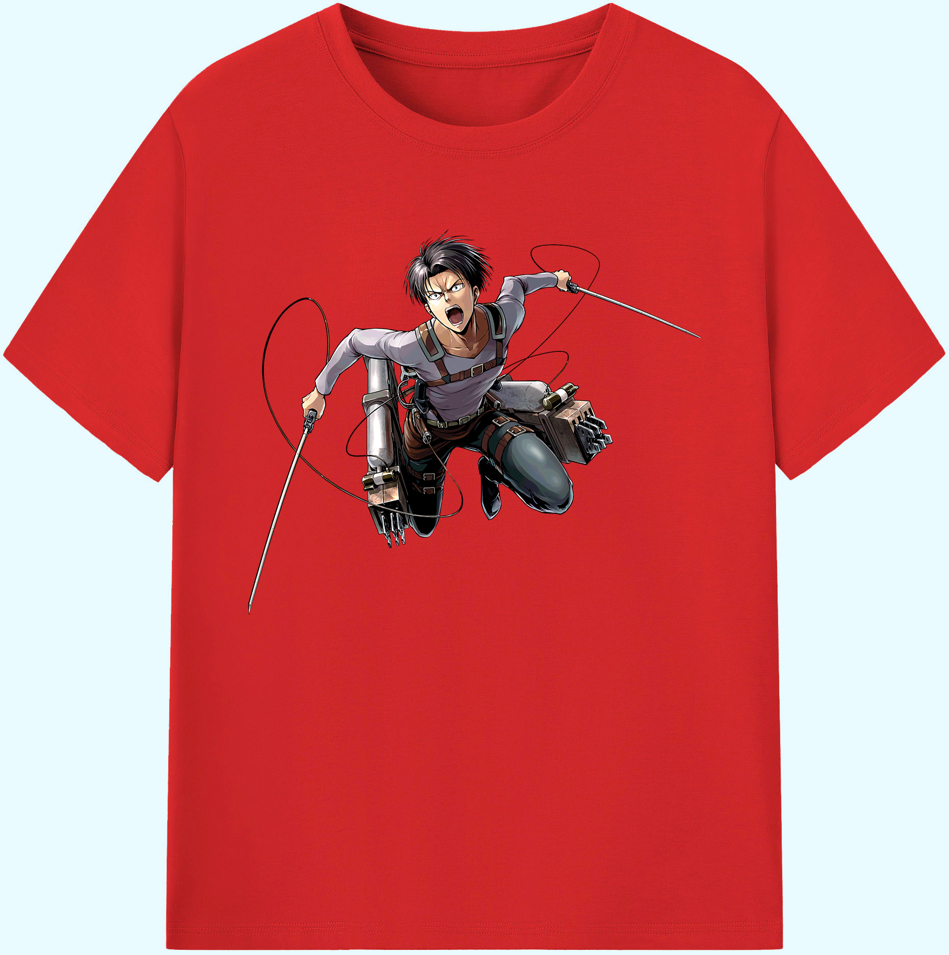 （画像用） 進撃の巨人 リヴァイ·アッカーマン Attack on Titan Levi Ackerman 綿100％ メンズ半袖Tシャツ｜肌触りやわらか＆通気性