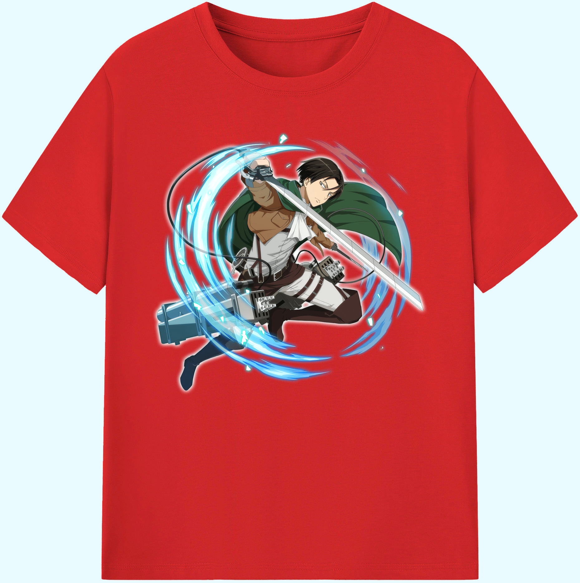 （画像用） 進撃の巨人 リヴァイ·アッカーマン Attack on Titan Levi Ackerman 綿100％ メンズ半袖Tシャツ｜肌触りやわらか＆通気性