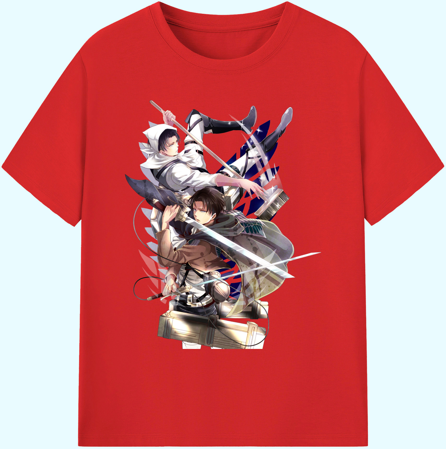 （画像用） 進撃の巨人 リヴァイ·アッカーマン Attack on Titan Levi Ackerman 綿100％ メンズ半袖Tシャツ｜肌触りやわらか＆通気性