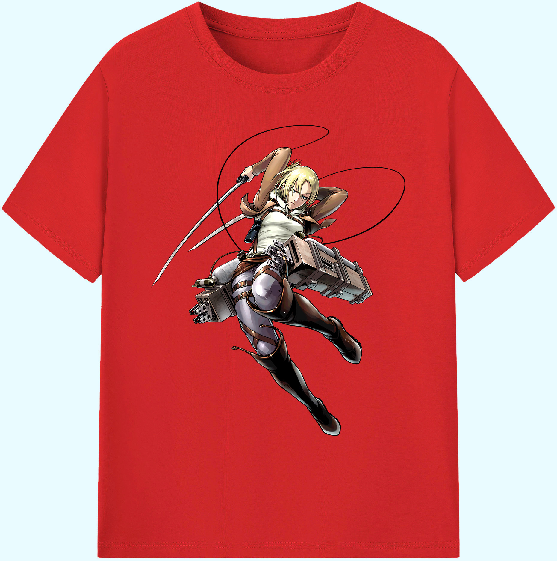 （画像用） 進撃の巨人 アニ・レオンハート Attack on Titan Annie Leonhart 綿100％ メンズ半袖Tシャツ｜肌触りやわらか＆通気性
