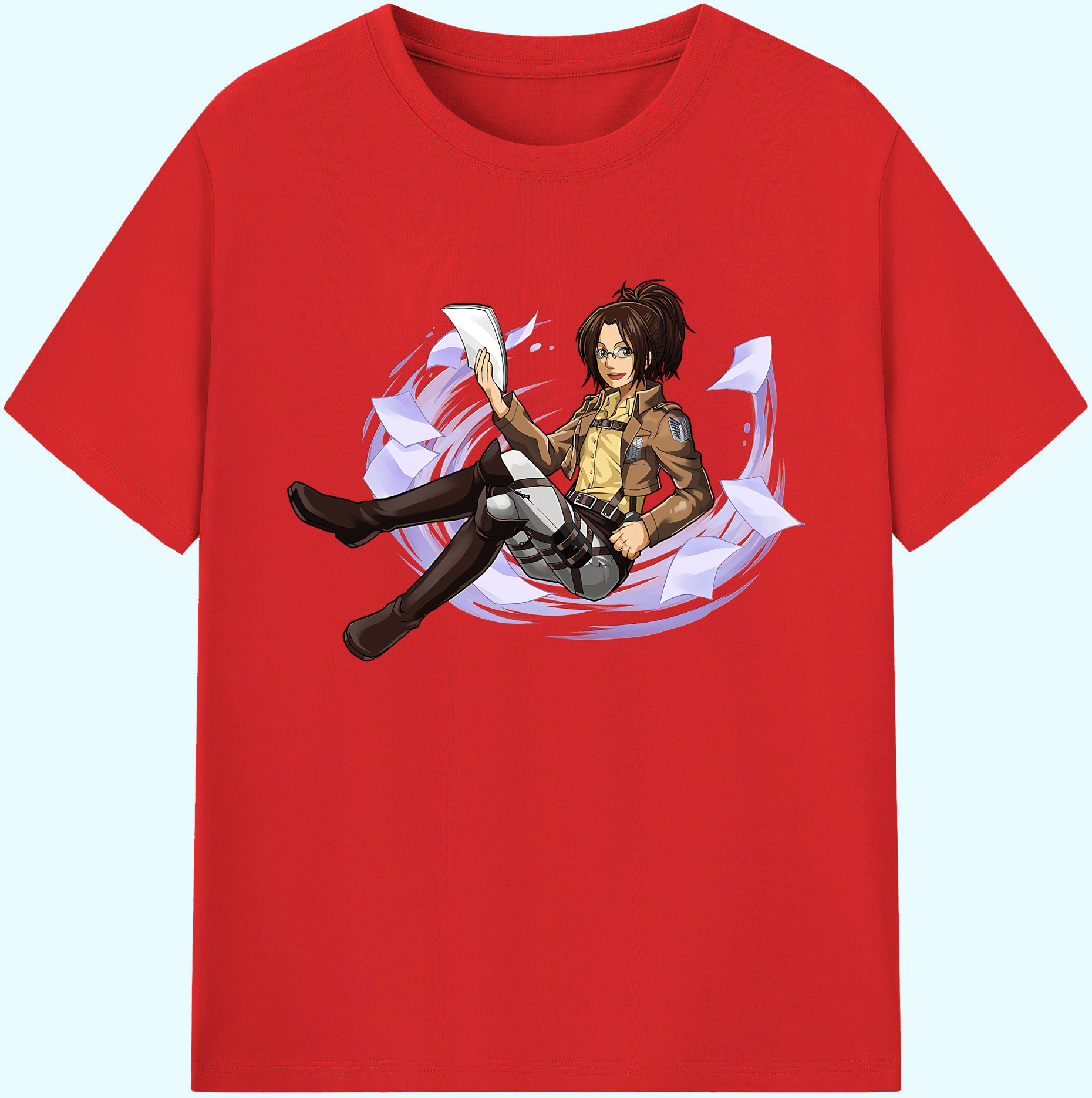 （画像用） 進撃の巨人 ハンジ·ゾエ Attack on Titan Hanji Zoe 綿100％ メンズ半袖Tシャツ｜肌触りやわらか＆通気性