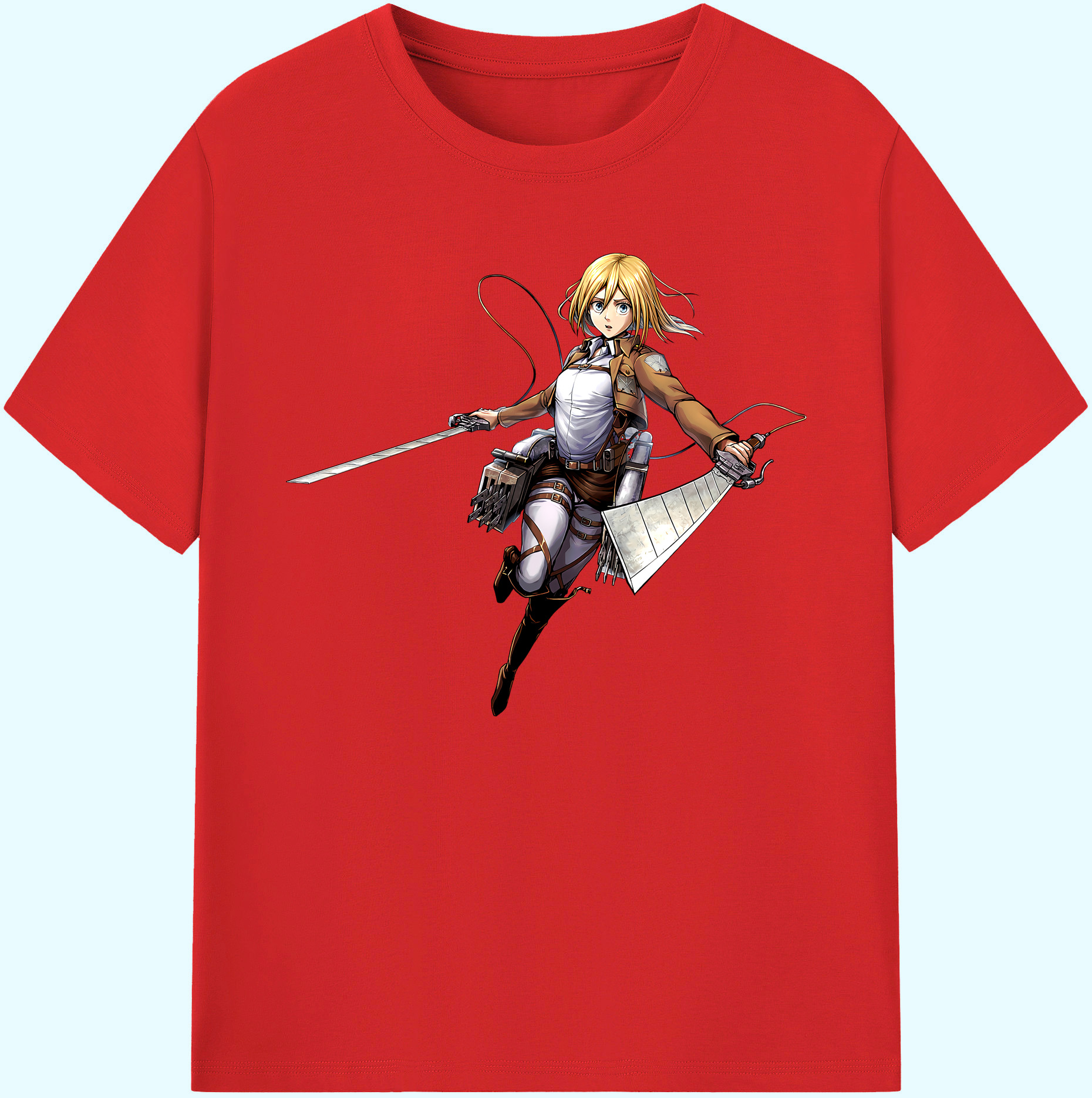 （画像用） 進撃の巨人 クリスタ·レンズ Attack on Titan Christa Lenz 綿100％ メンズ半袖Tシャツ｜肌触りやわらか＆通気性