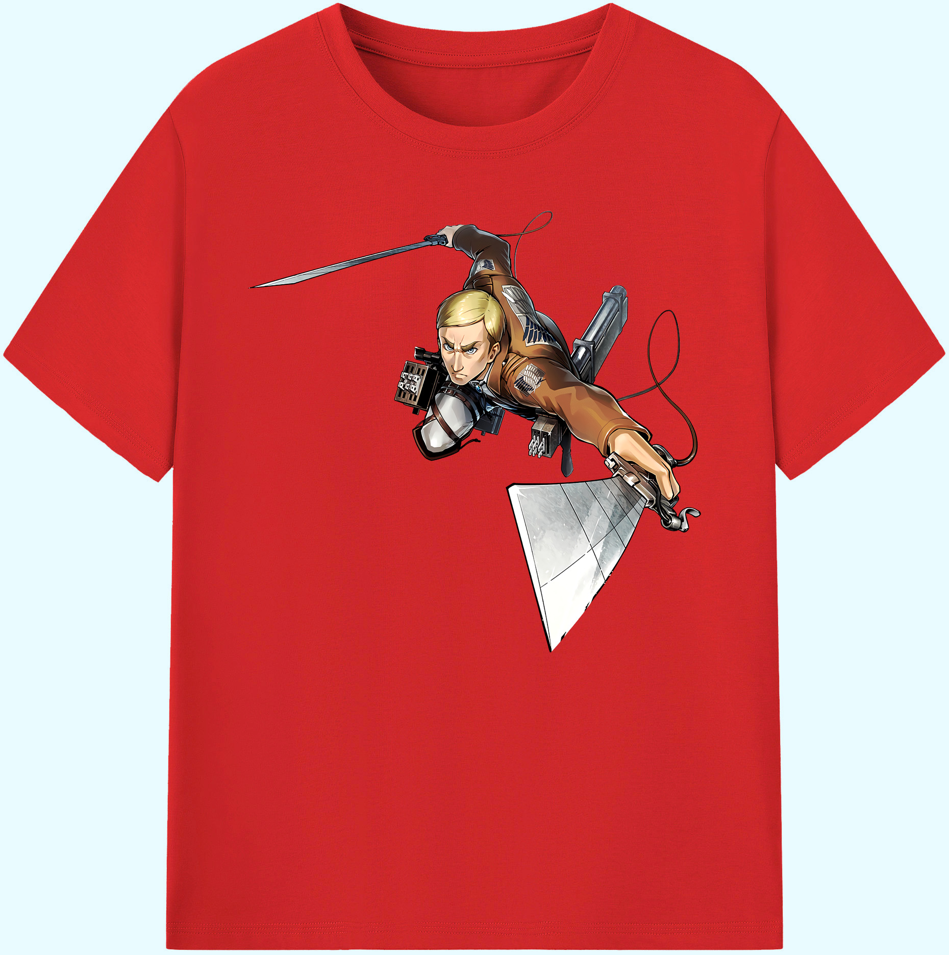 （画像用） 進撃の巨人 エルヴィン・スミス Attack on Titan Erwin Smith 綿100％ メンズ半袖Tシャツ｜肌触りやわらか＆通気性