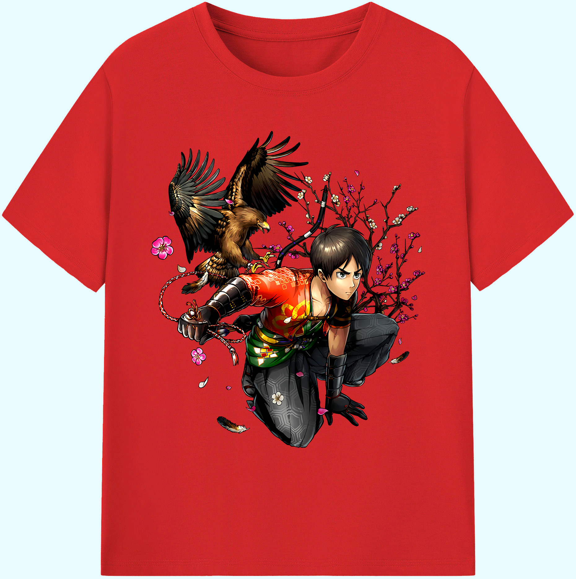 （画像用） 進撃の巨人 エレン･イェーガー Attack on Titan Eren Jäger 綿100％ メンズ半袖Tシャツ｜肌触りやわらか＆通気性