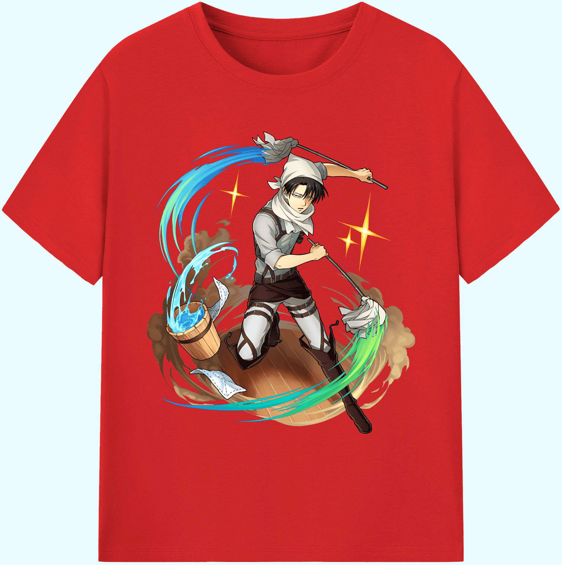 （画像用） 進撃の巨人 リヴァイ·アッカーマン Attack on Titan Levi Ackerman 綿100％ メンズ半袖Tシャツ｜肌触りやわらか＆通気性