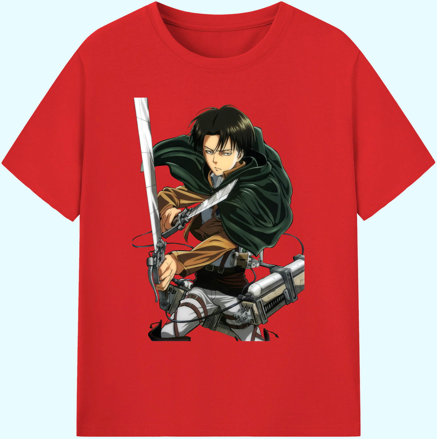 （画像用） 進撃の巨人 リヴァイ·アッカーマン Attack on Titan Levi Ackerman 綿100％ メンズ半袖Tシャツ｜肌触りやわらか＆通気性
