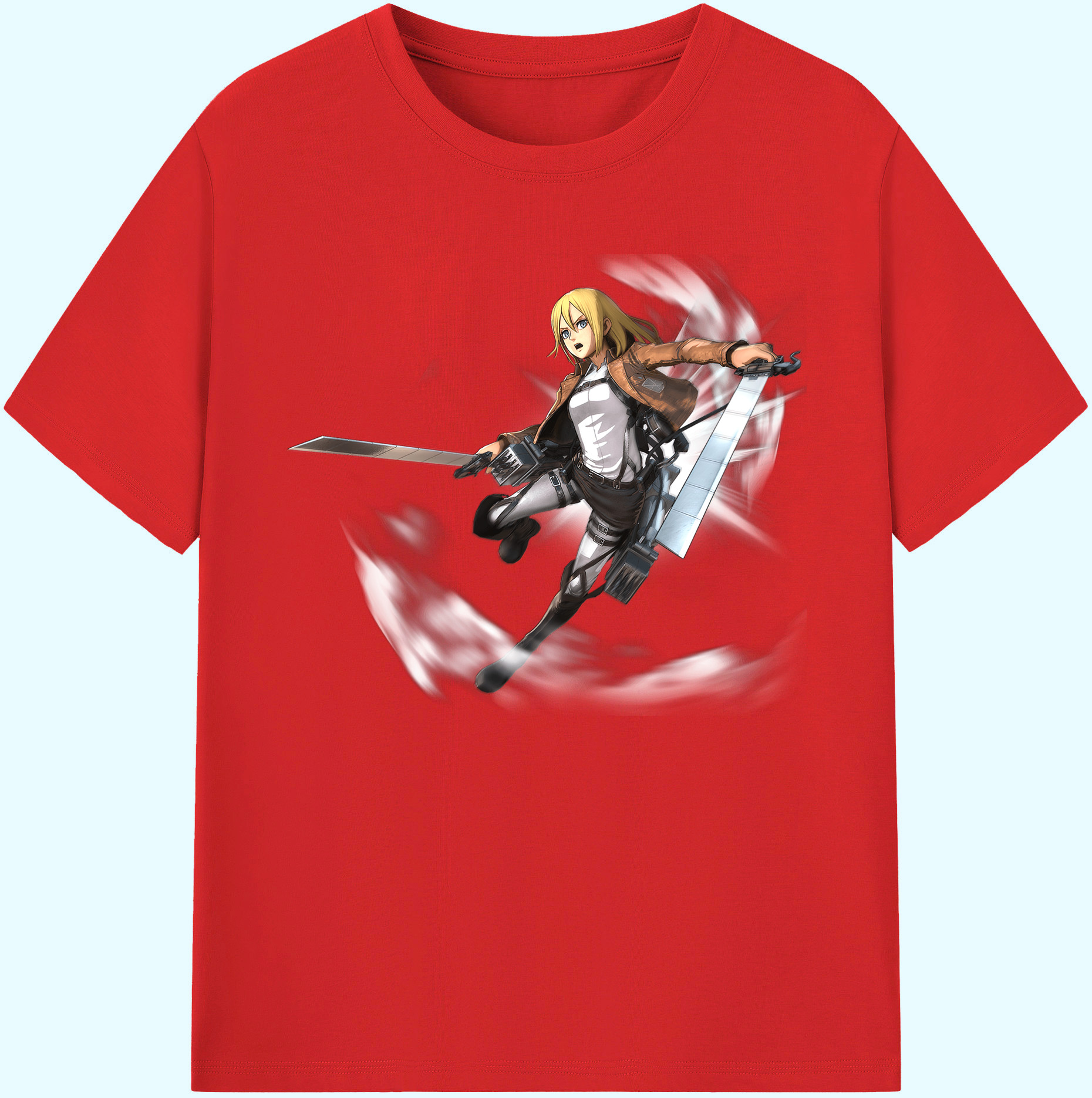 （画像用） 進撃の巨人 クリスタ·レンズ Attack on Titan Christa Lenz 綿100％ メンズ半袖Tシャツ｜肌触りやわらか＆通気性