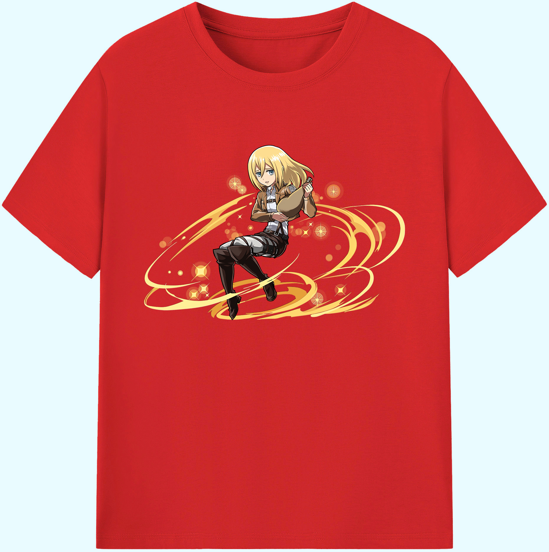 （画像用） 進撃の巨人 クリスタ·レンズ Attack on Titan Christa Lenz 綿100％ メンズ半袖Tシャツ｜肌触りやわらか＆通気性